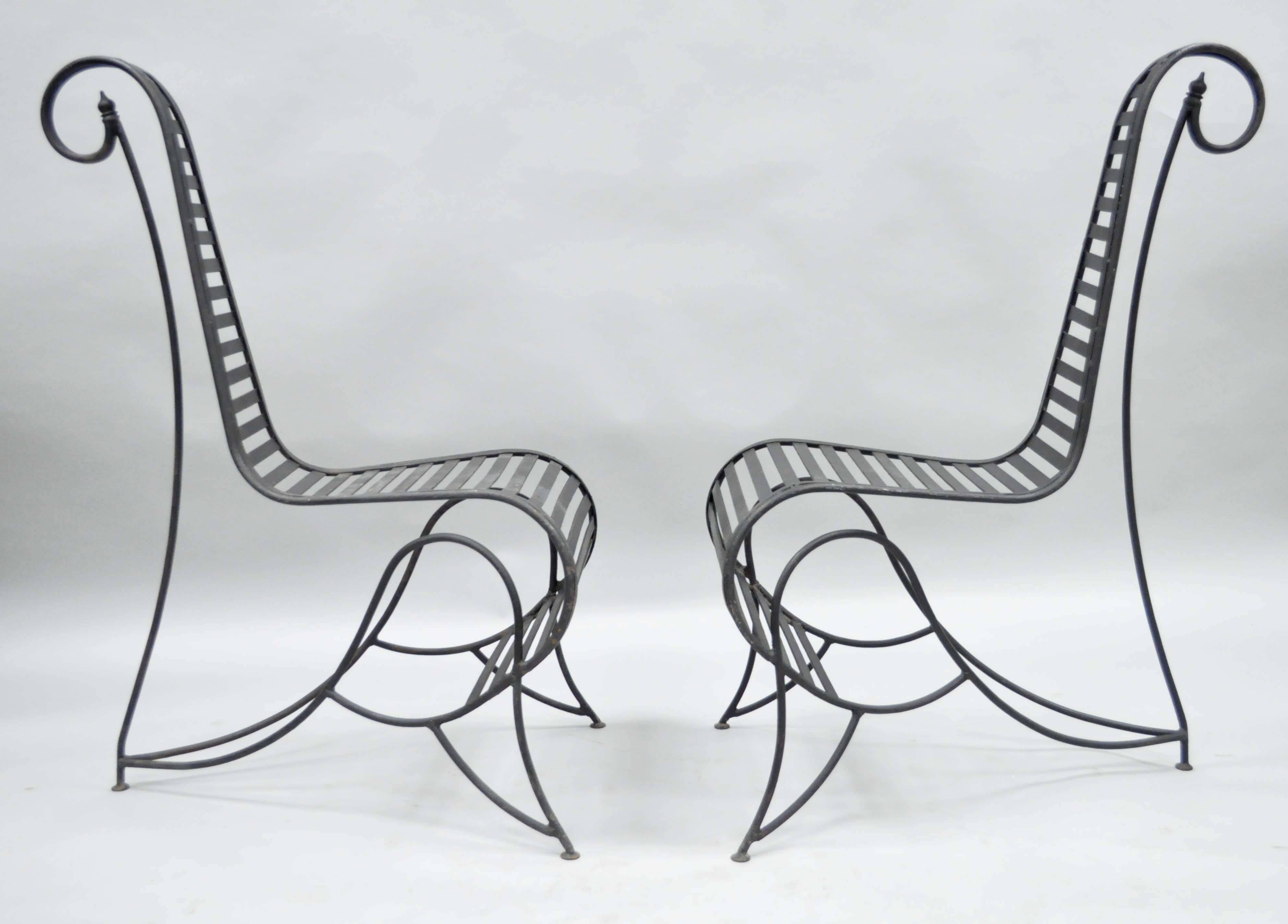 Remarkable pair of Sculptural Mid-Century Modern style steel and iron 