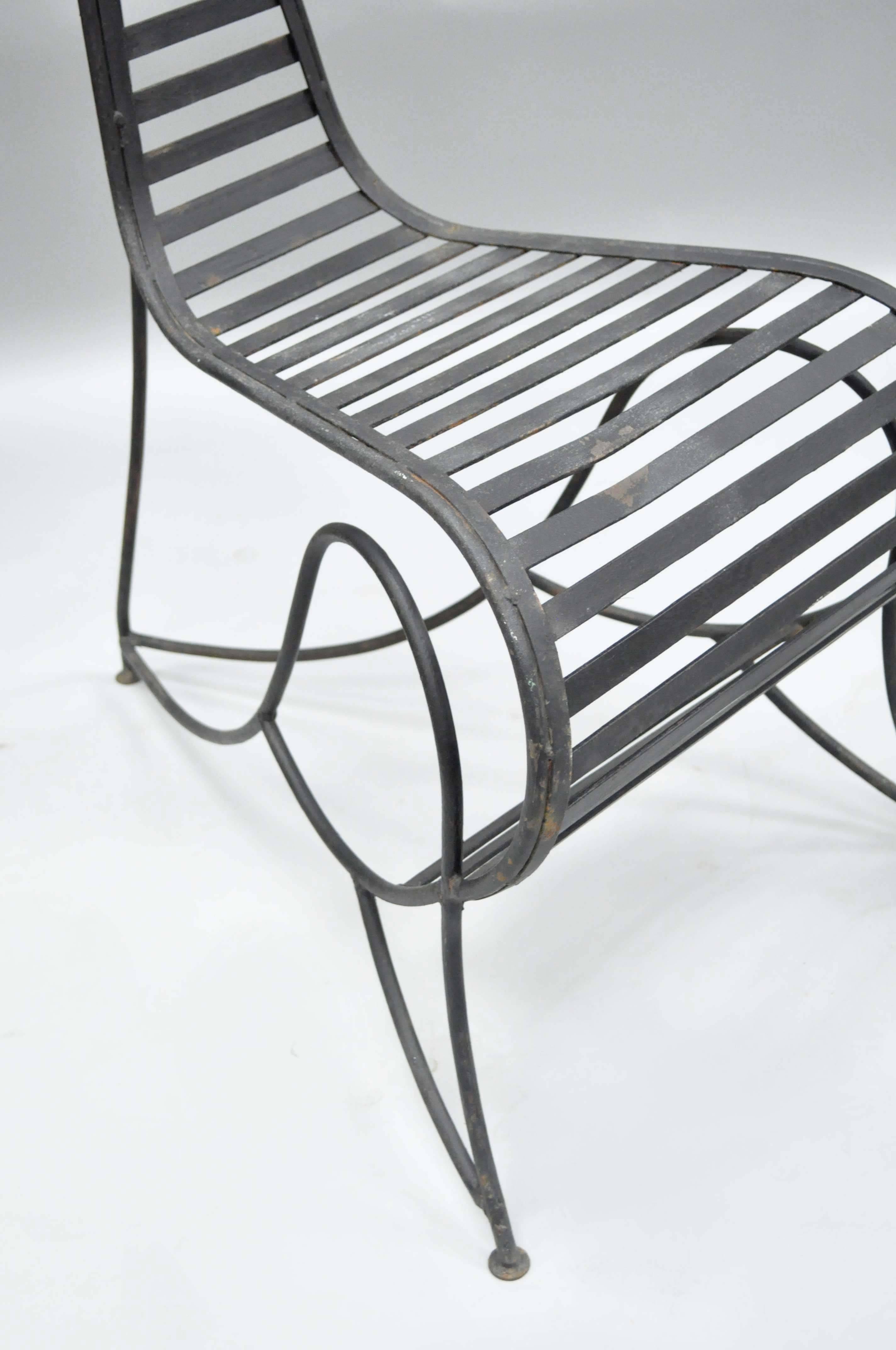 20th Century Pair of Vintage Whimsical Steel Iron Spine Lounge Chairs after André Dubreuil