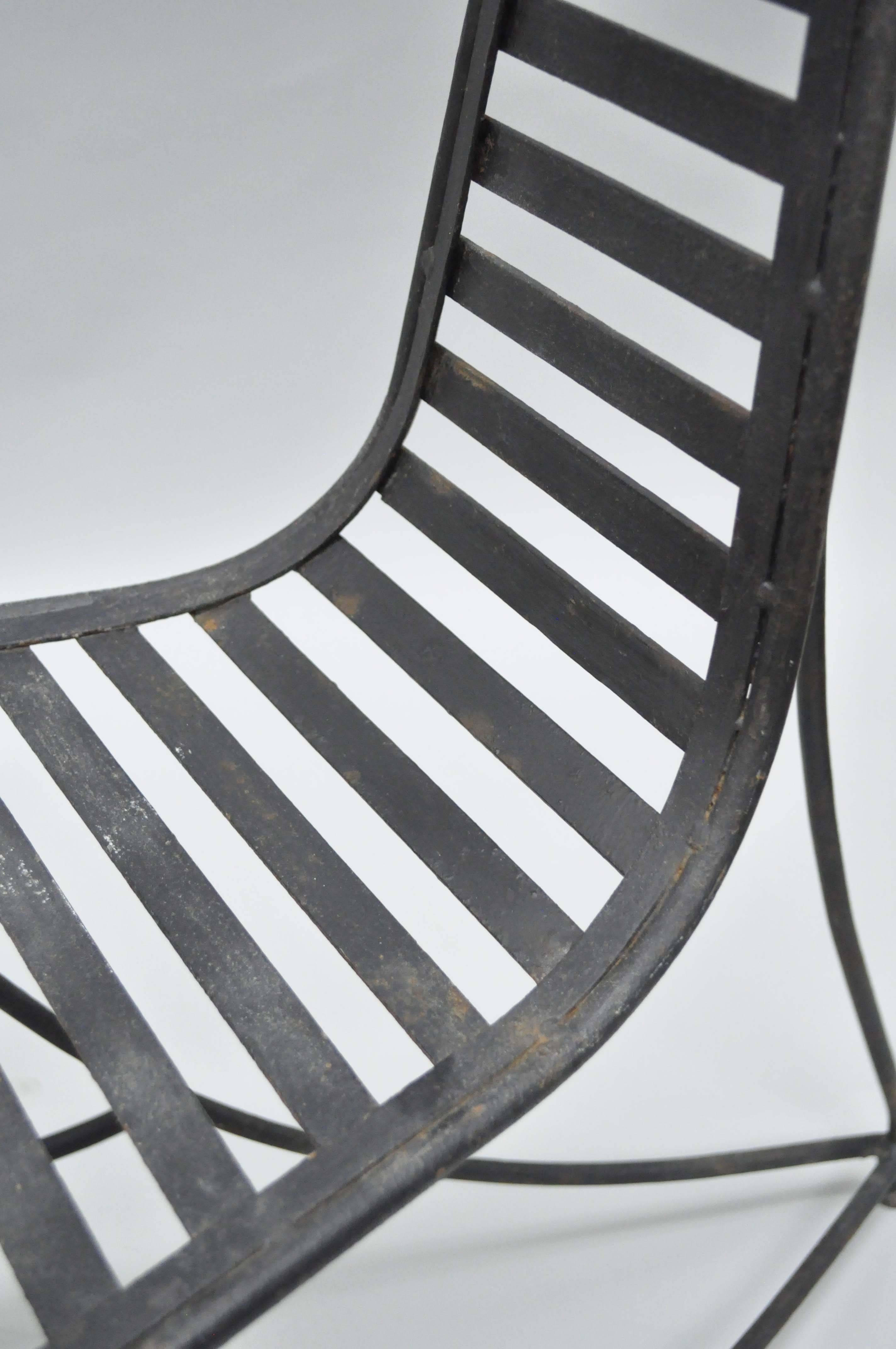 Pair of Vintage Whimsical Steel Iron Spine Lounge Chairs after André Dubreuil In Good Condition In Philadelphia, PA