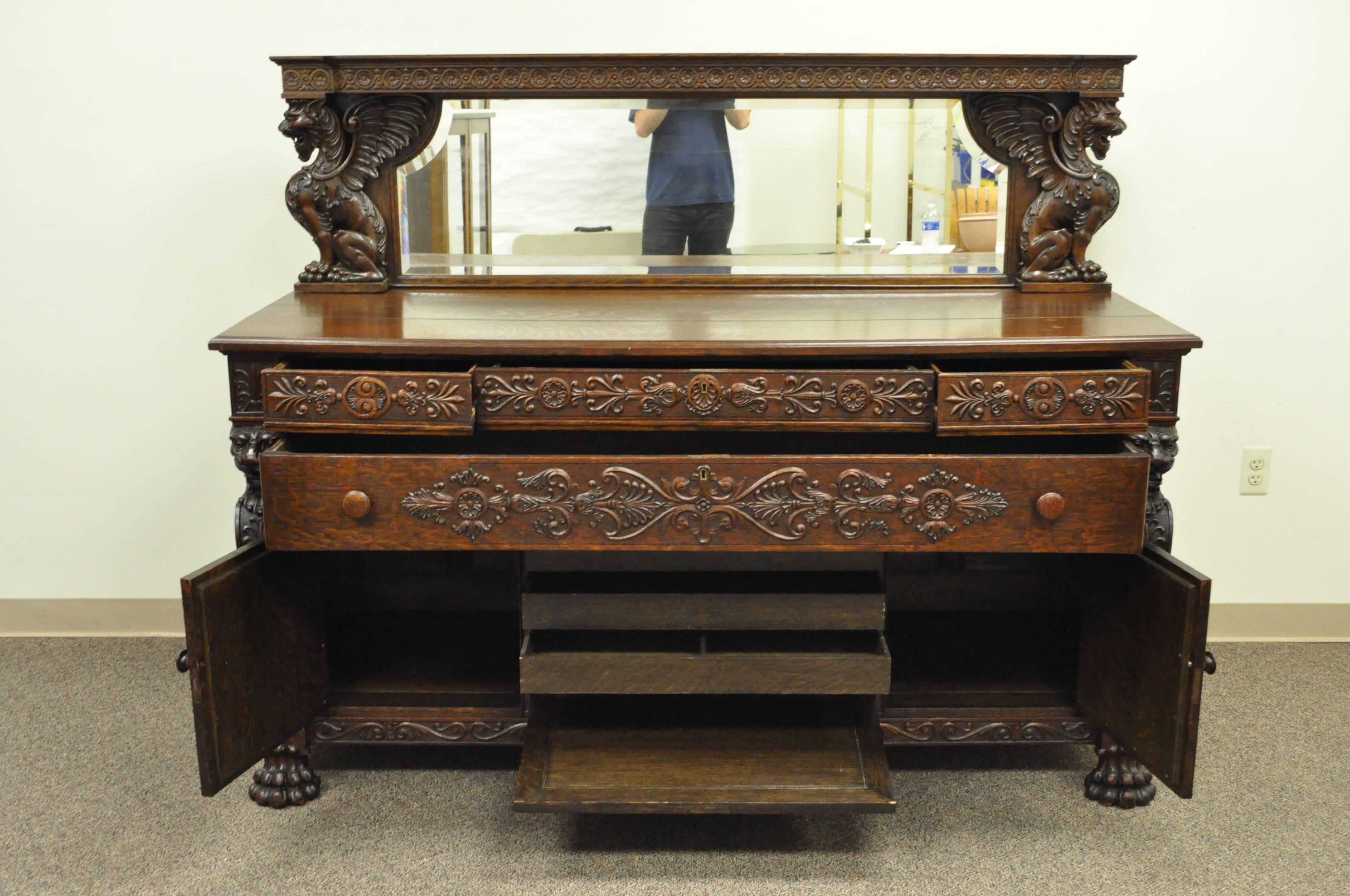 1800's antique sideboard buffet with mirror