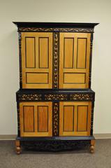 Indo Dutch Portuguese Colonial Style Cupboard Cabinet Satinwood Ebony Mahogany
