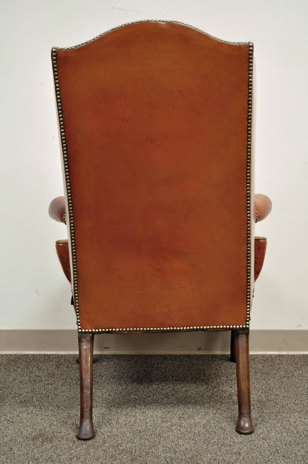 Antique 19th Century Burnt Orange Distressed Leather ...