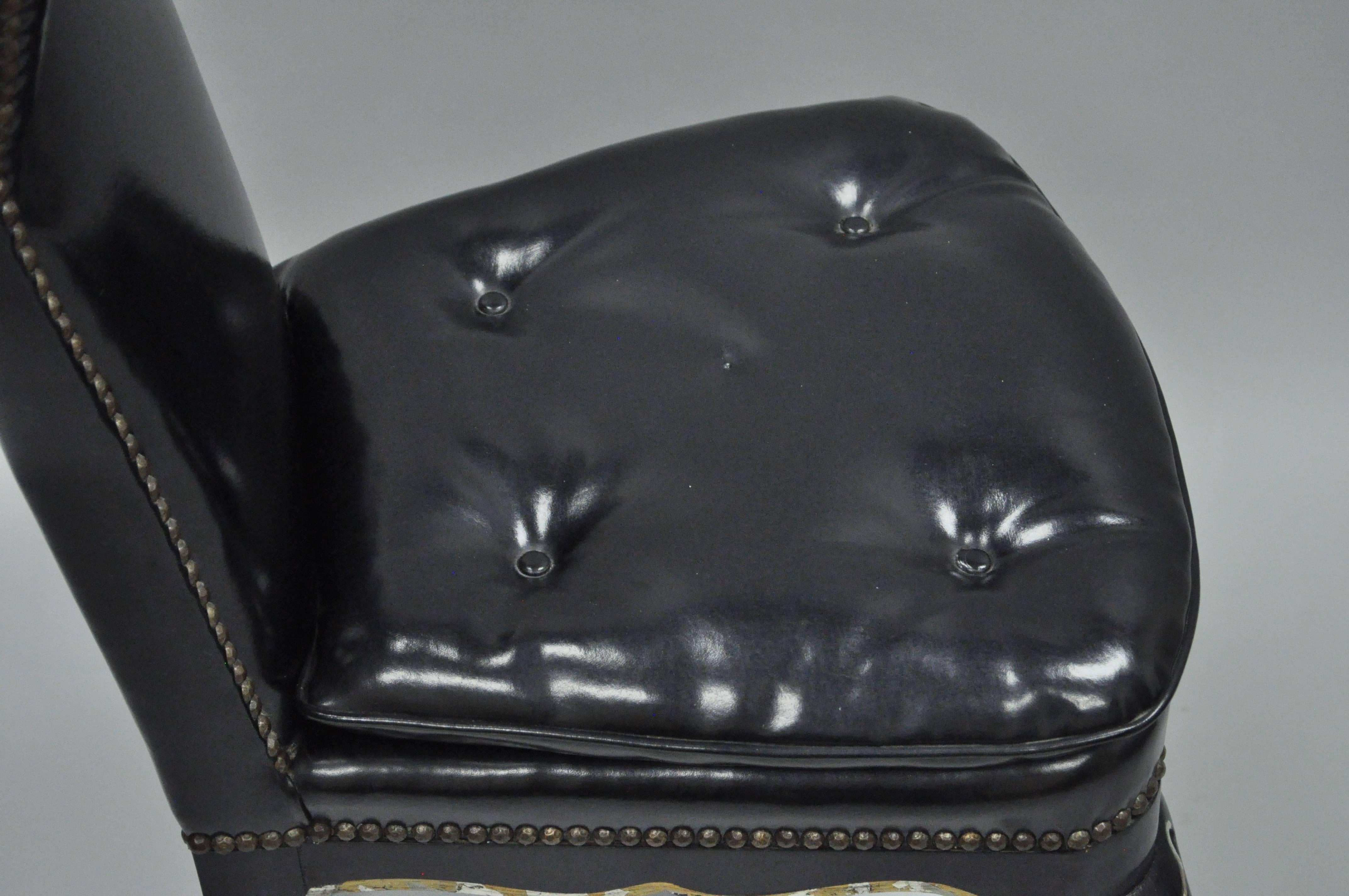 Mid-20th Century Ebonized Black Lacquer Swedish Rococo Style Empire Wingback Accent Side Chair