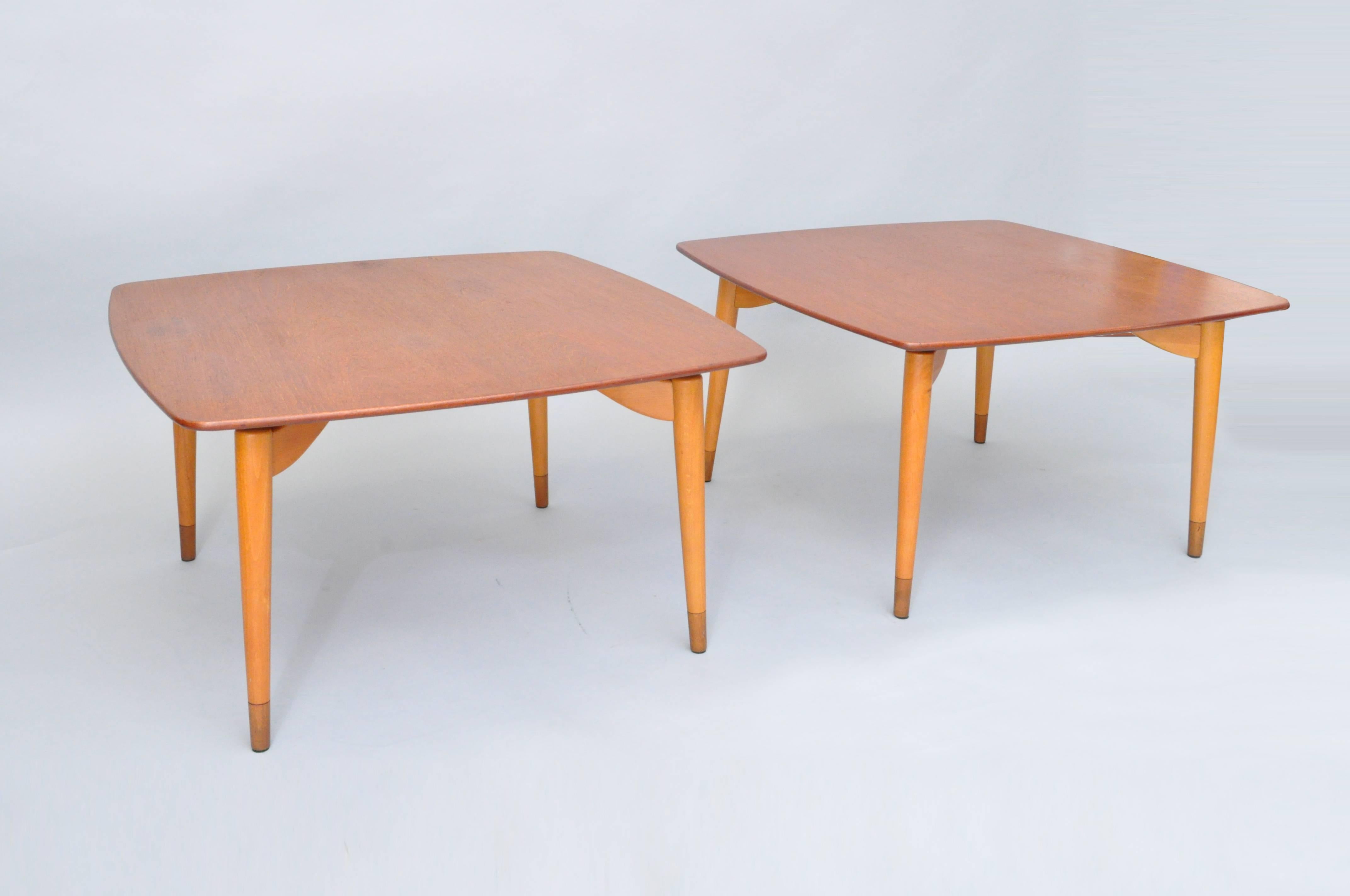 Mid-Century Danish Modern Teak Wood Grete Jalk P. Jeppesens Square Coffee Table For Sale 1