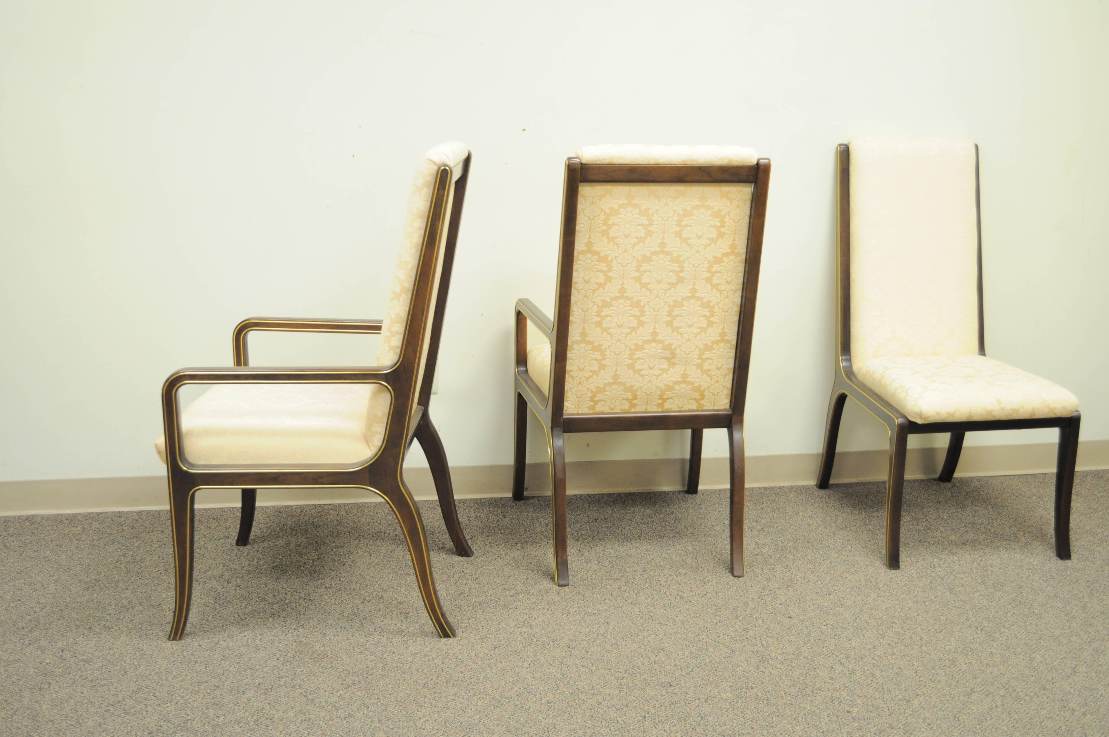 Set of Eight Mastercraft for Baker Brass Trim Dining Room Chairs In Excellent Condition In Philadelphia, PA