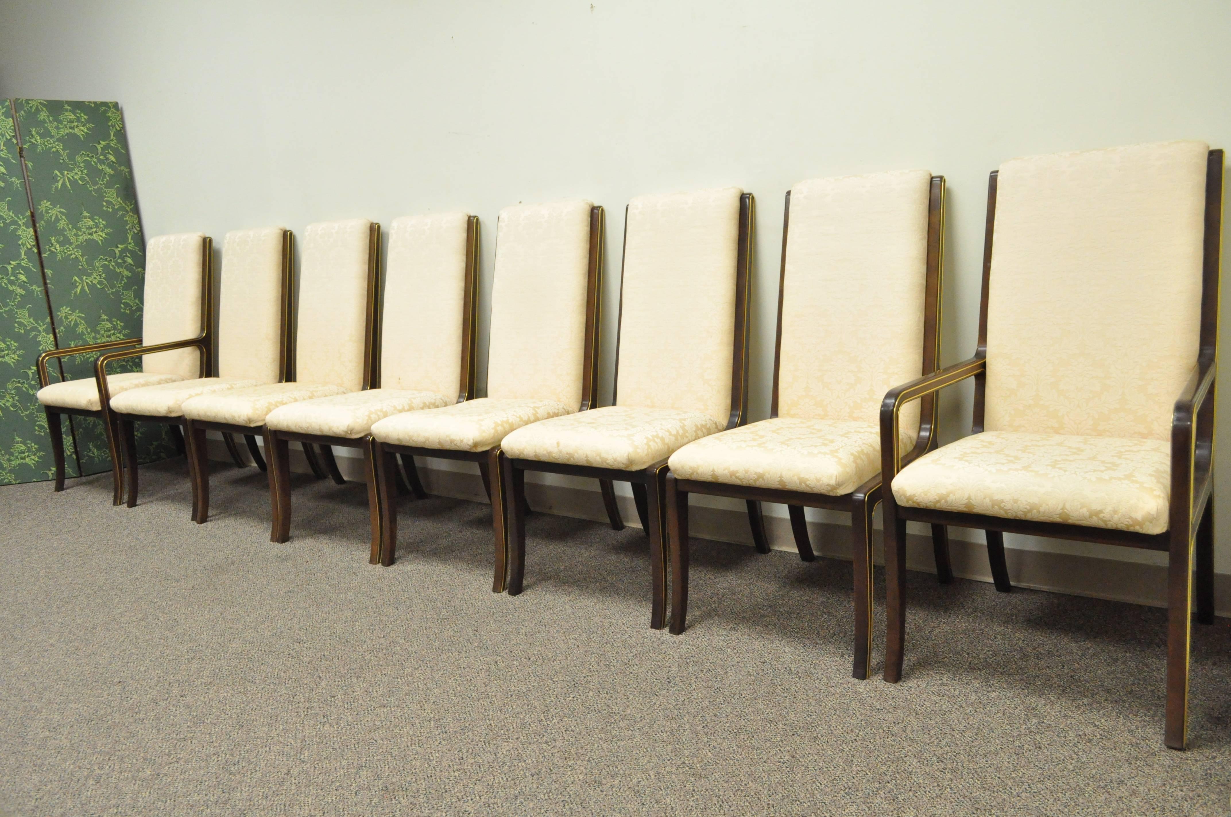 Set of Eight Mastercraft for Baker Brass Trim Dining Room Chairs 2