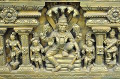 Large 19th Century Asian Thai Buddha Temple Carved Wood Architectural Panel Art