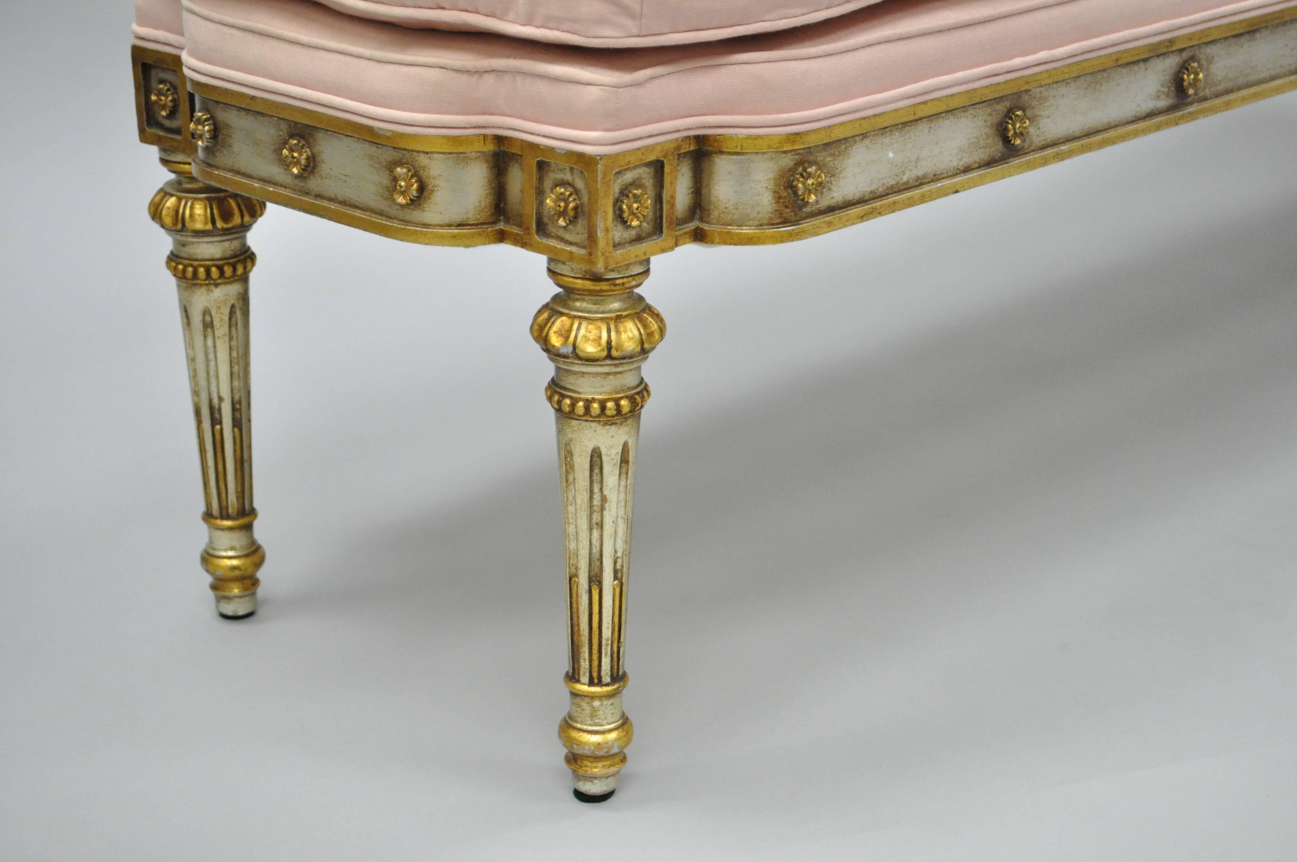 Carved Long French Louis XVI or Directoire Style Giltwood Bench Attr. to Maitland Smith