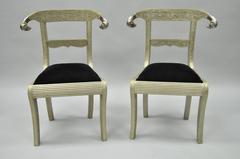 Pair of Rams Head Metal Wrapped Anglo Indian Regency Style Dowry Wedding Chairs