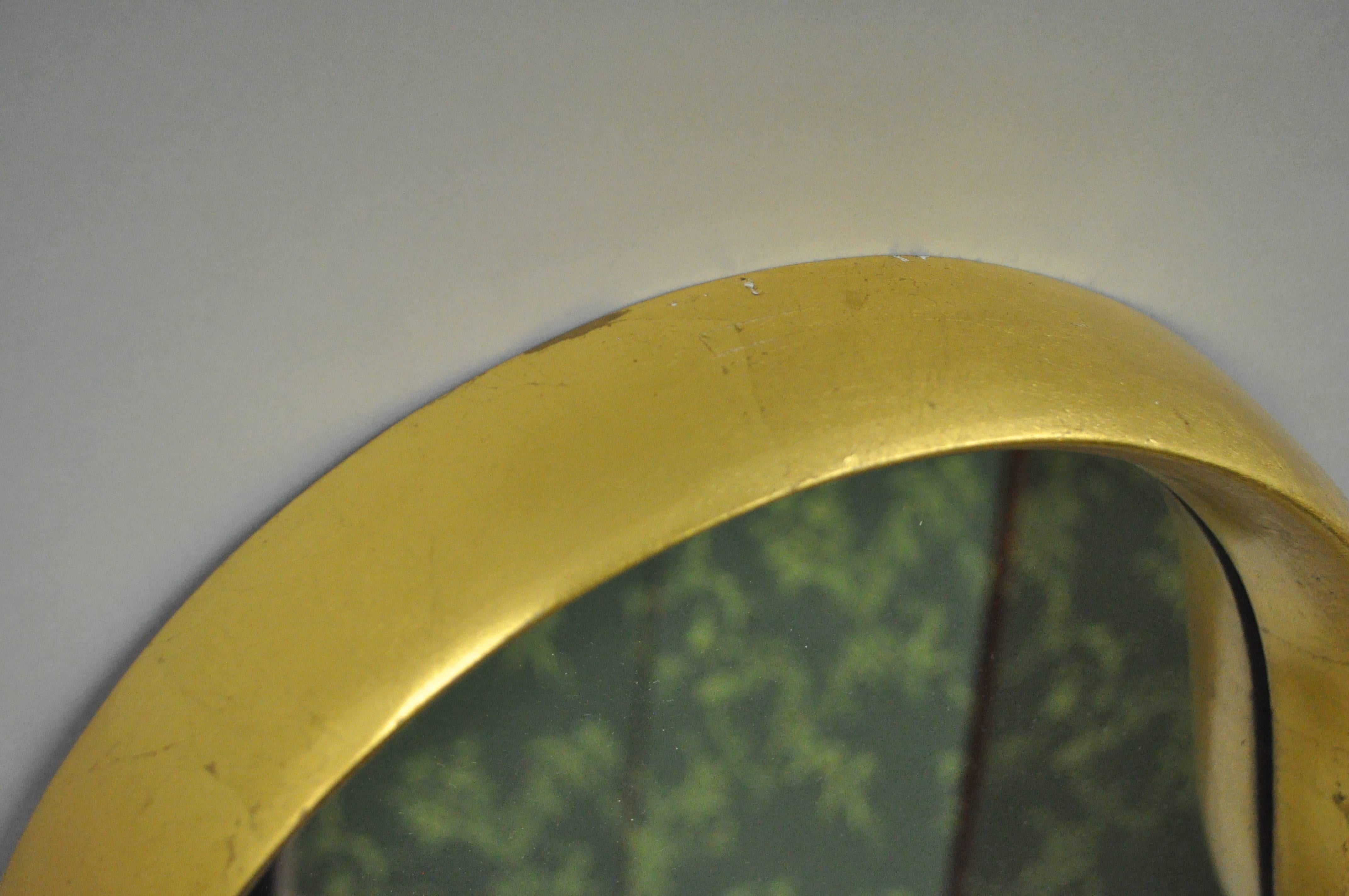 Pair of Hollywood Regency Wood Frame Gold Leaf Keyhole Wall Mirrors Attr Labarge 3