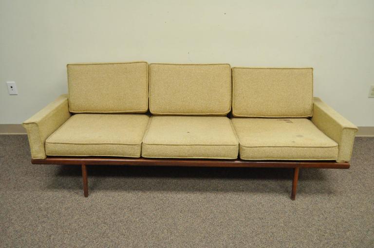 Mid-20th Century Mel Smilow Smilow Thielle Mid Century Danish Modern Teak Wood Frame Sofa Couch For Sale