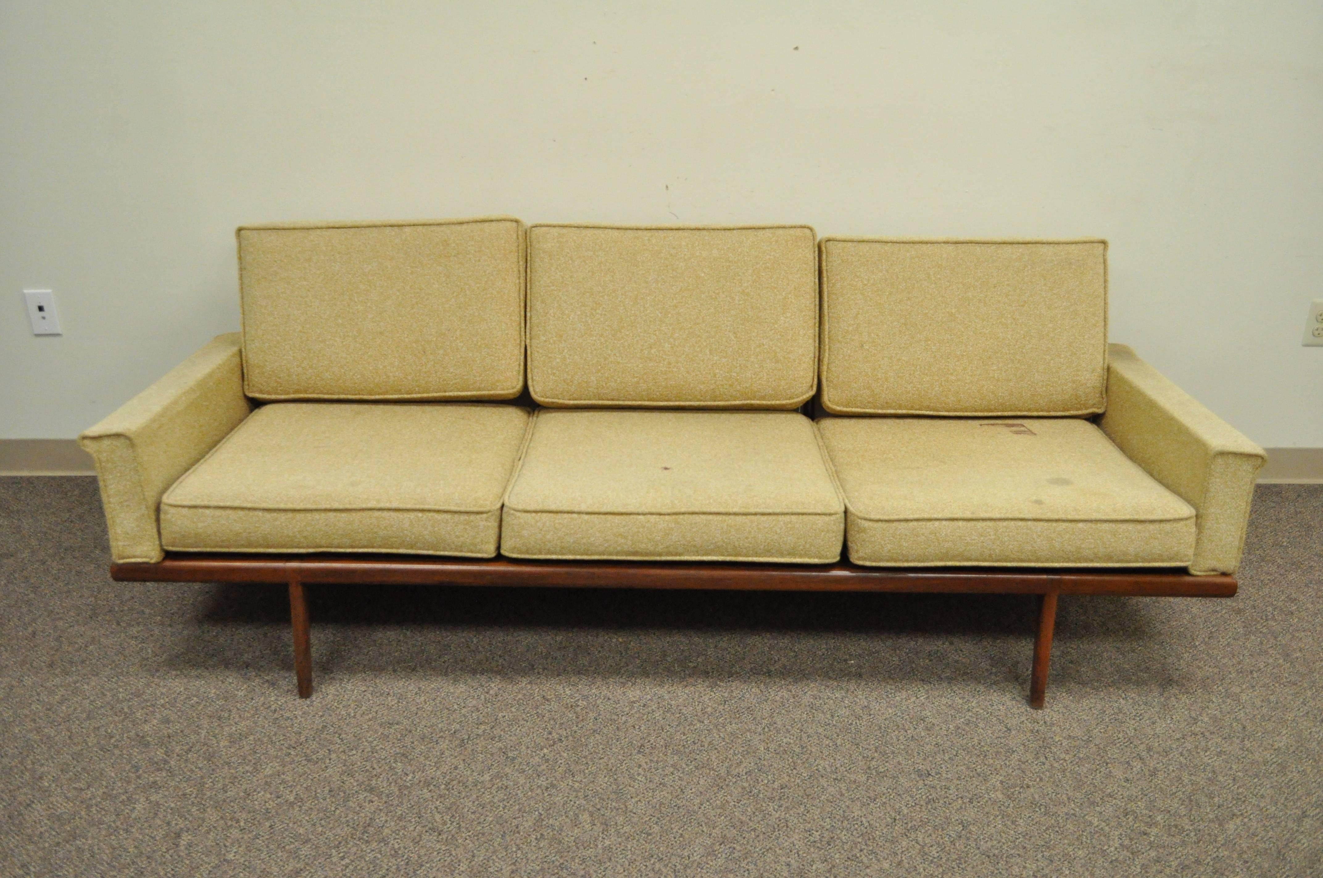 Mid-Century Modern Mel Smilow Smilow Thielle Mid Century Danish Modern Teak Wood Frame Sofa Couch For Sale