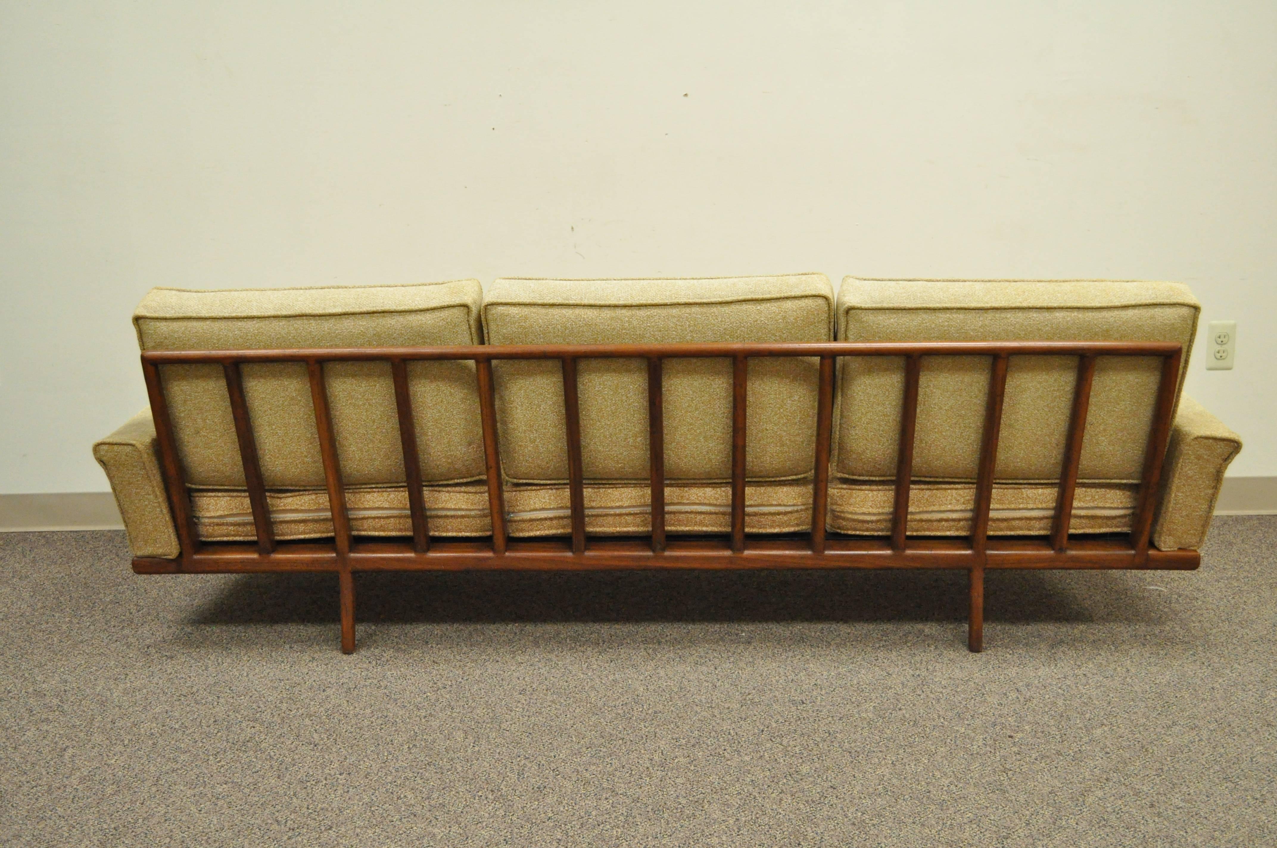 American Mel Smilow Smilow Thielle Mid Century Danish Modern Teak Wood Frame Sofa Couch For Sale