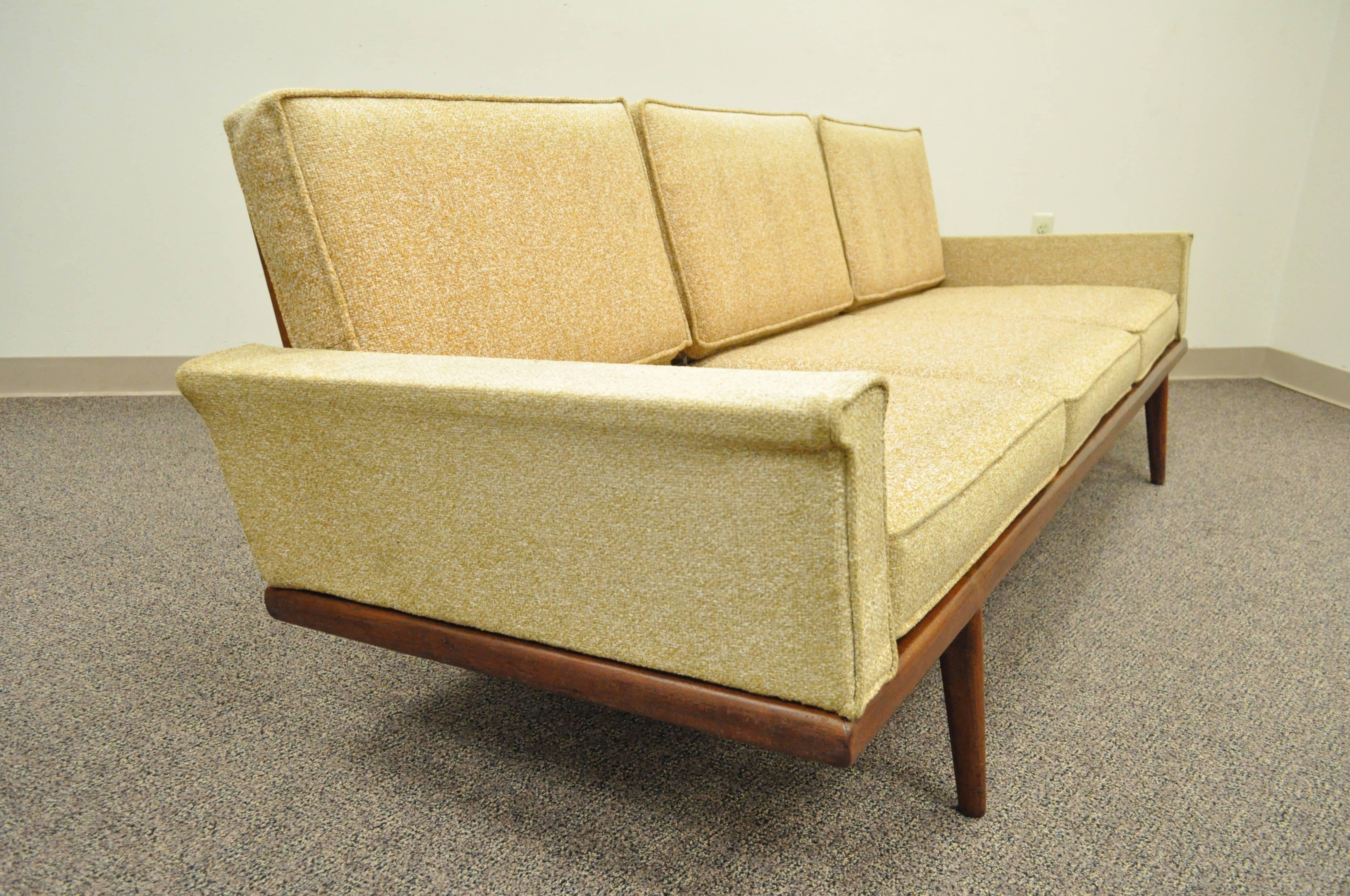 Upholstery Mel Smilow Smilow Thielle Mid Century Danish Modern Teak Wood Frame Sofa Couch For Sale