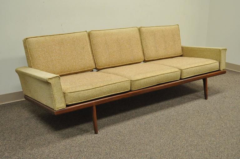 Mid-Century Modern Mel Smilow Smilow Thielle Mid Century Danish Modern Teak Wood Frame Sofa Couch For Sale