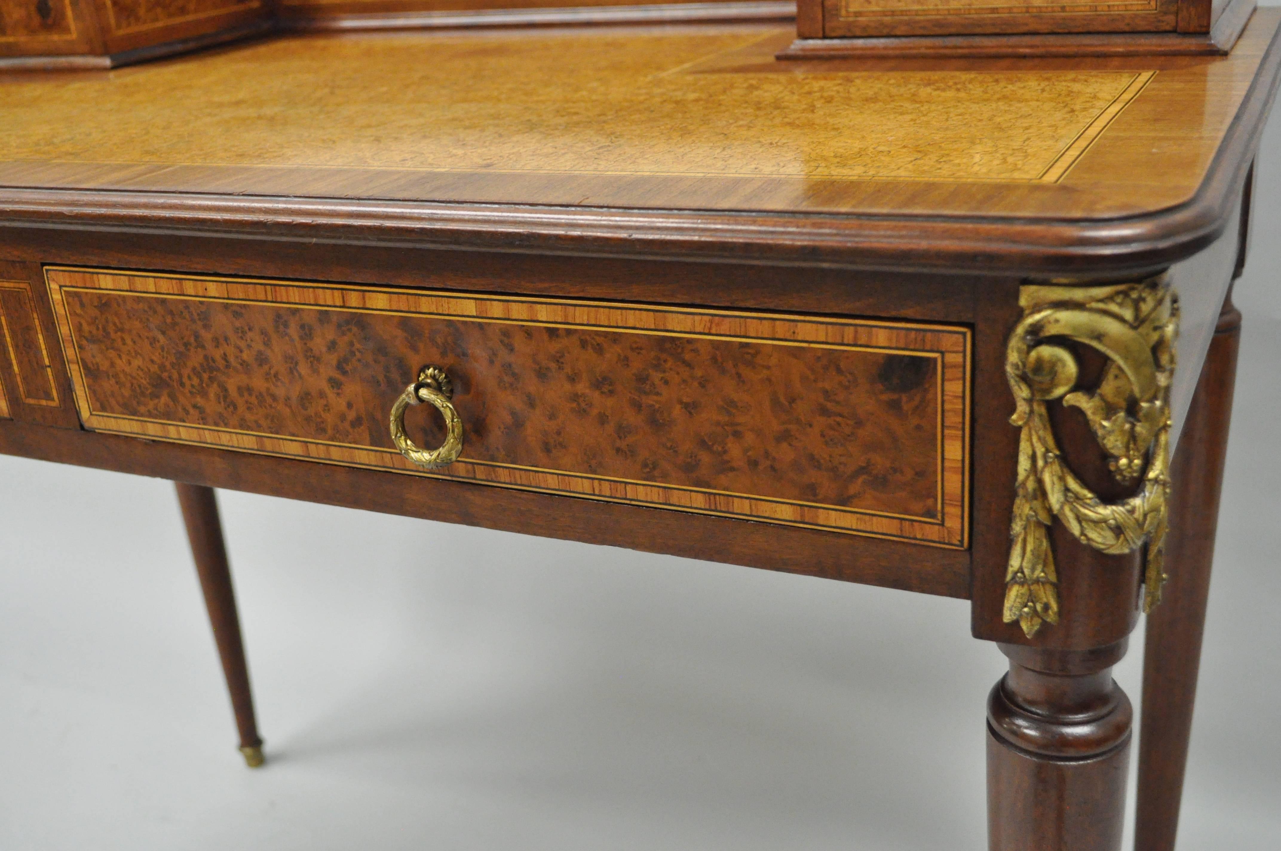French Louis XVI Style Inlaid and Bronze Ormolu Ladies Writing Desk 2