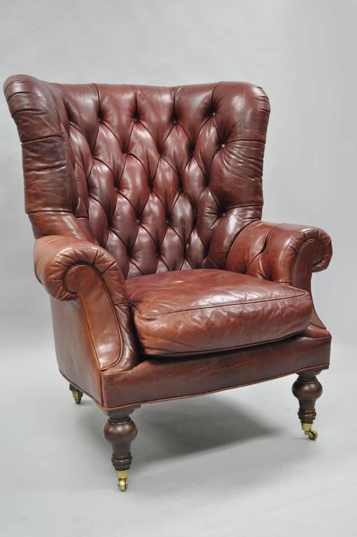 White Leather Wingback Chair Off 57, Brown Leather Tufted Chair