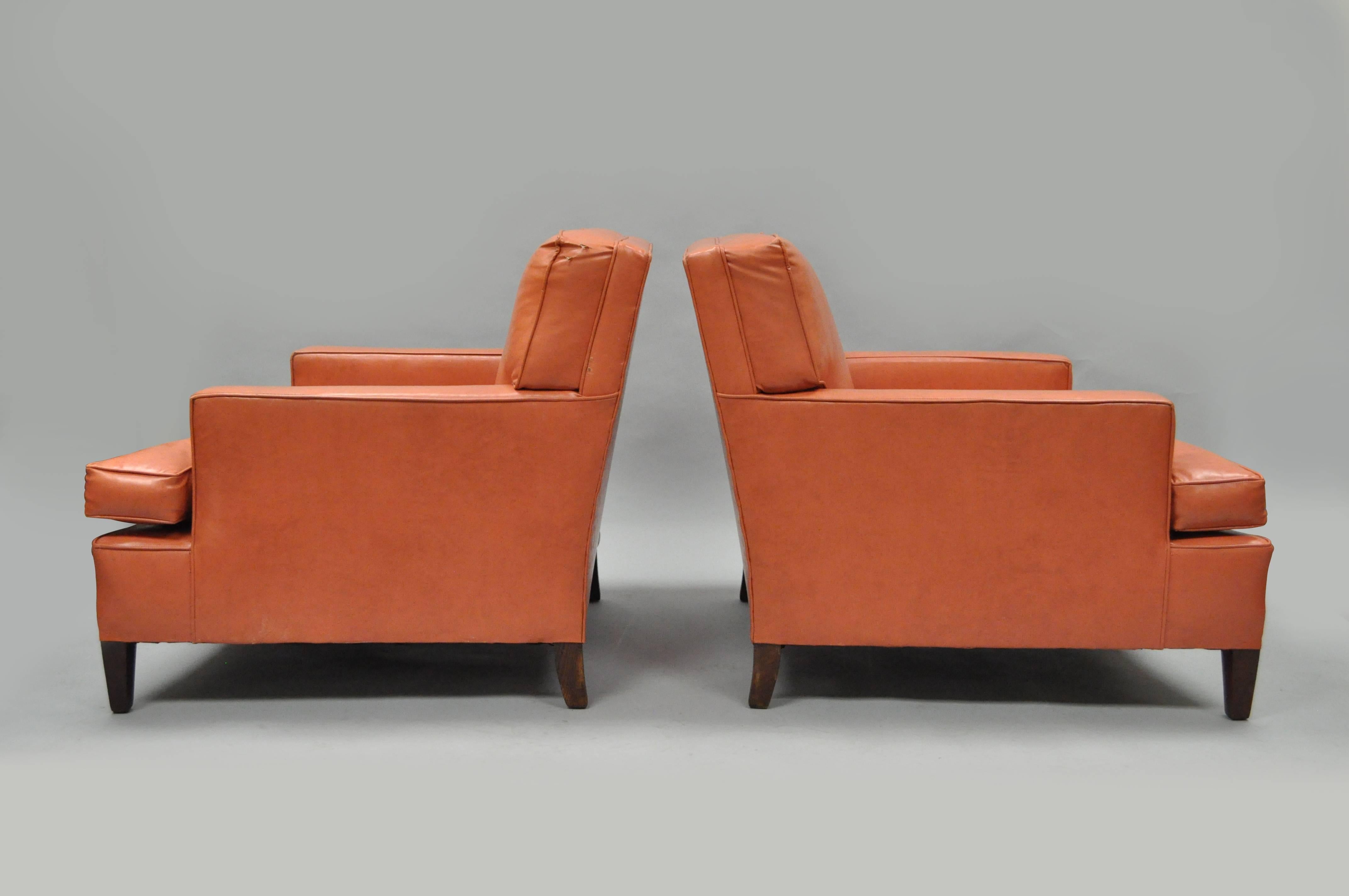 Upholstery Pair of Vintage Curved Front Mid-Century Modern Club Chairs after Harvey Probber