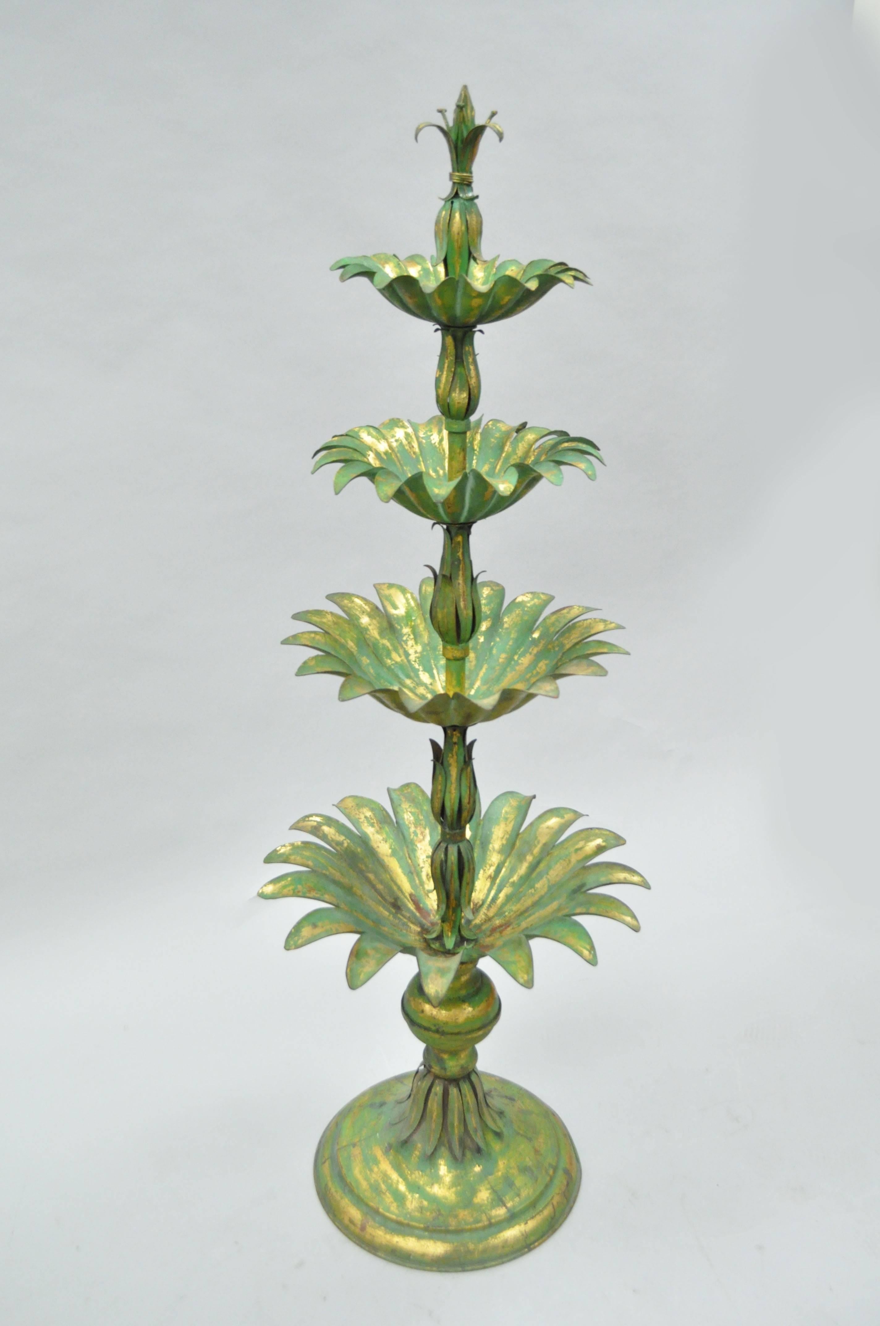 Sculpture italienne de palmier en métal doré vert et or de style Hollywood Regency de 152,4 cm en vente 5