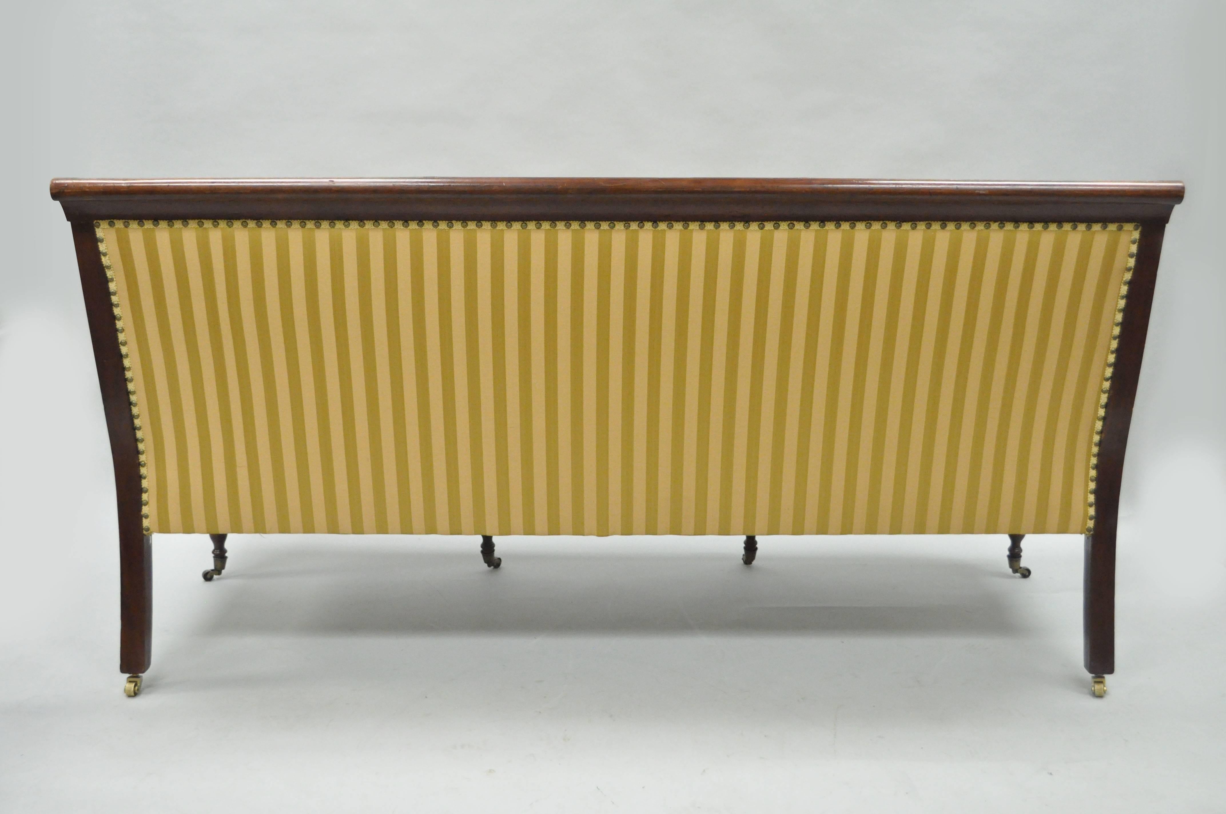 19th C Classical American Federal Cornucopia Carved Mahogany Sheraton Style Sofa 2