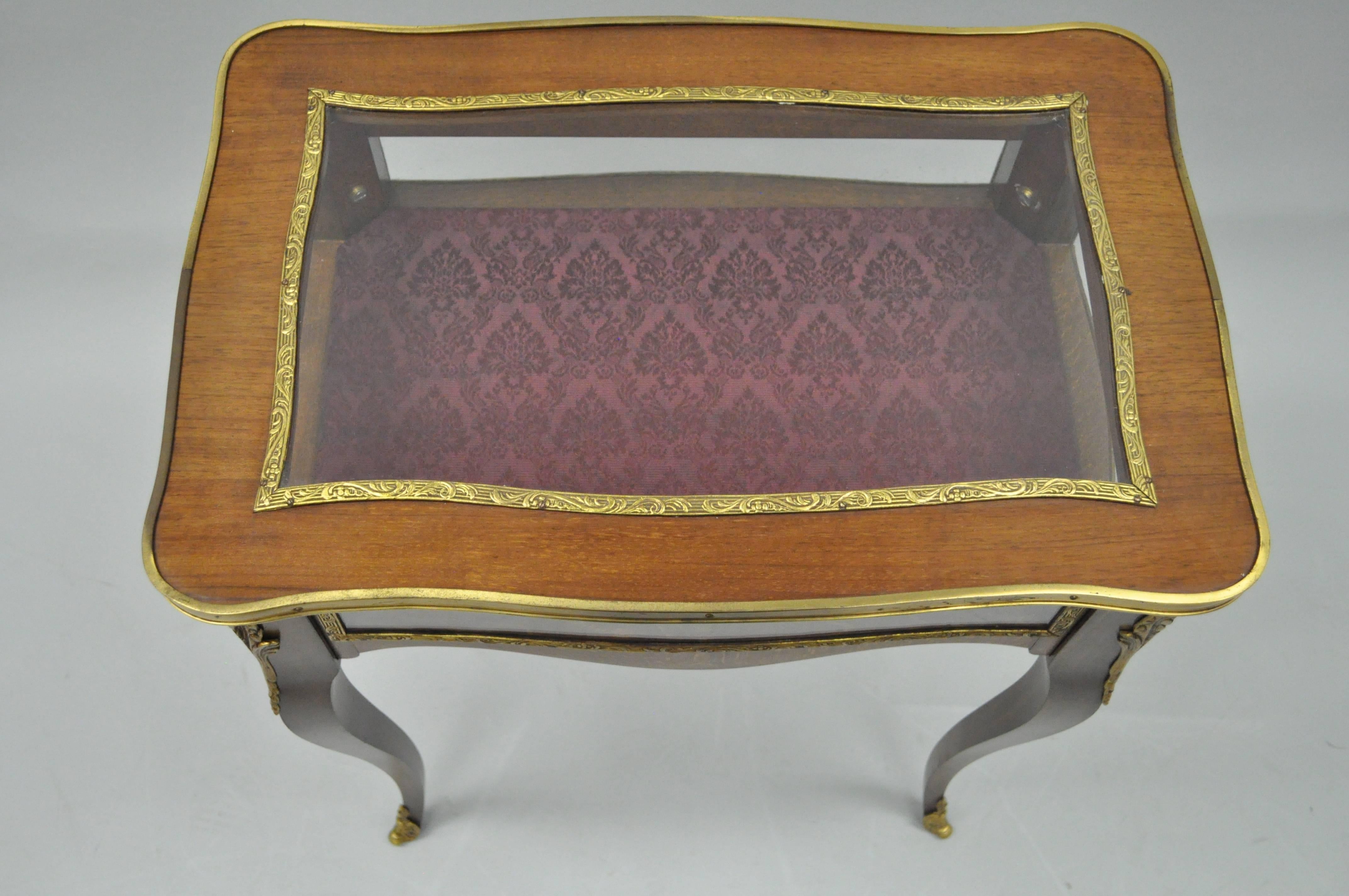glass top display table antique