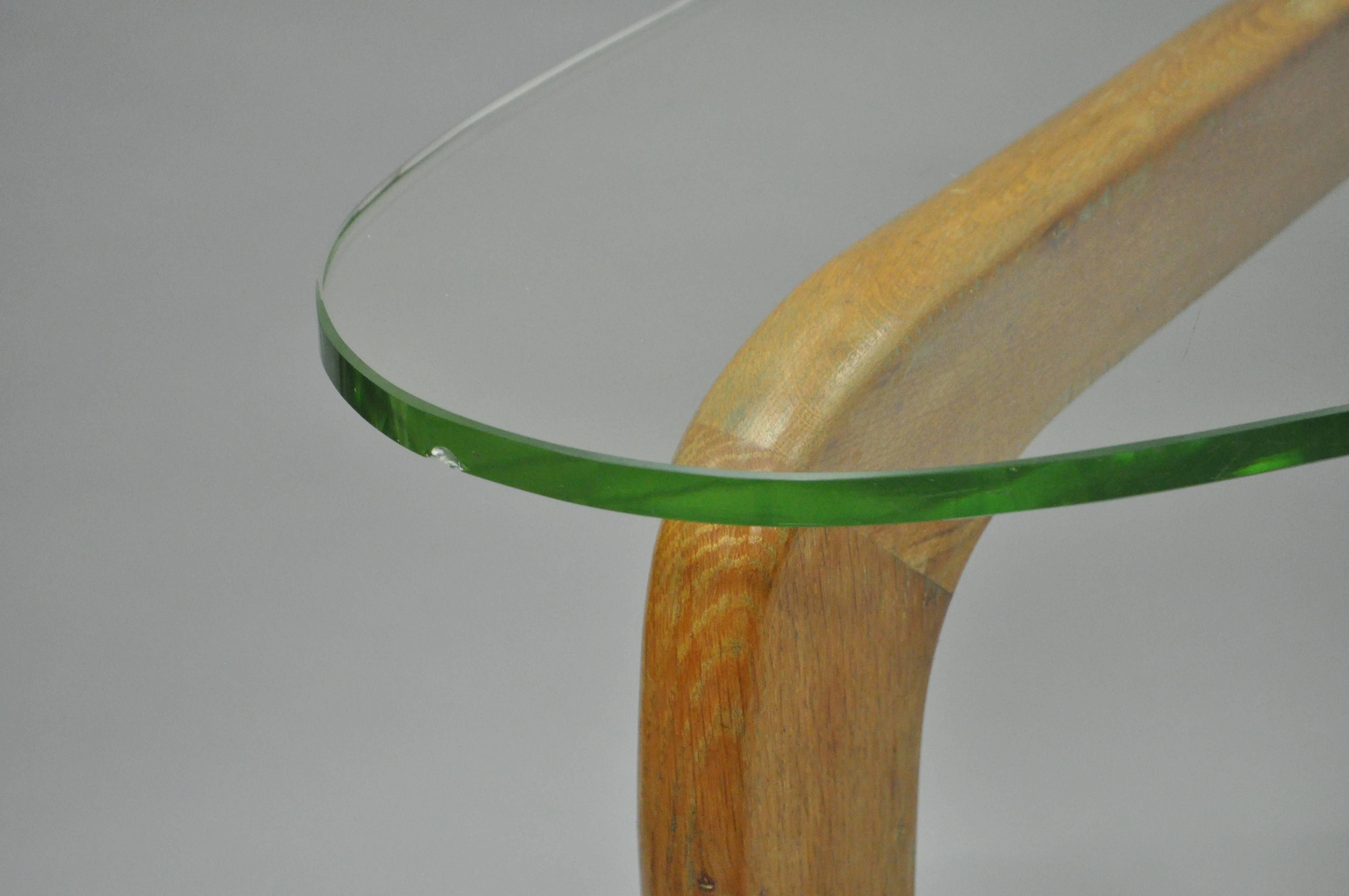 Pair Mid Century Cerused Oak Kidney Shape Biomorphic Side Tables Noguchi Style 1