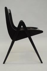 1950s Black Ebonized Compass Side Chair After Allan Gould or Pierre Jeanneret