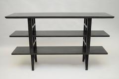 1950s Cerused Oak Black Console Sofa Table by Martin California after James Mont