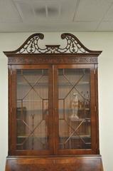 Tall Mahogany and Yew Wood Chippendale Style Computer Secretary Desk