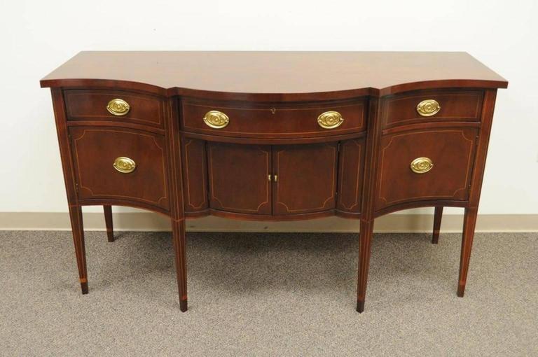 Baker Inlaid Mahogany Bow Front Hepplewhite Federal Style Sideboard