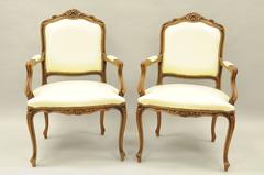 Pair of Vintage French Country Louis XV Style Italian Arm Chairs by Chateau d'Ax