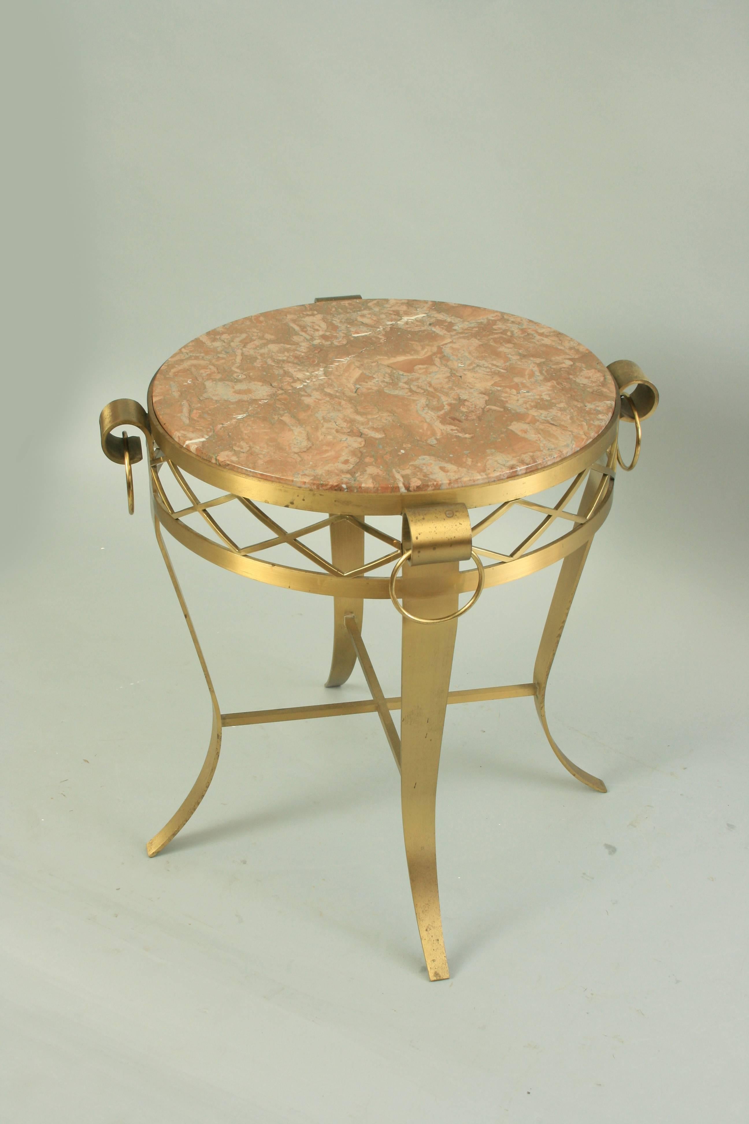 French Neoclassical Round Rogue Marble Top Bronze Gueridon Occasional Table For Sale 6