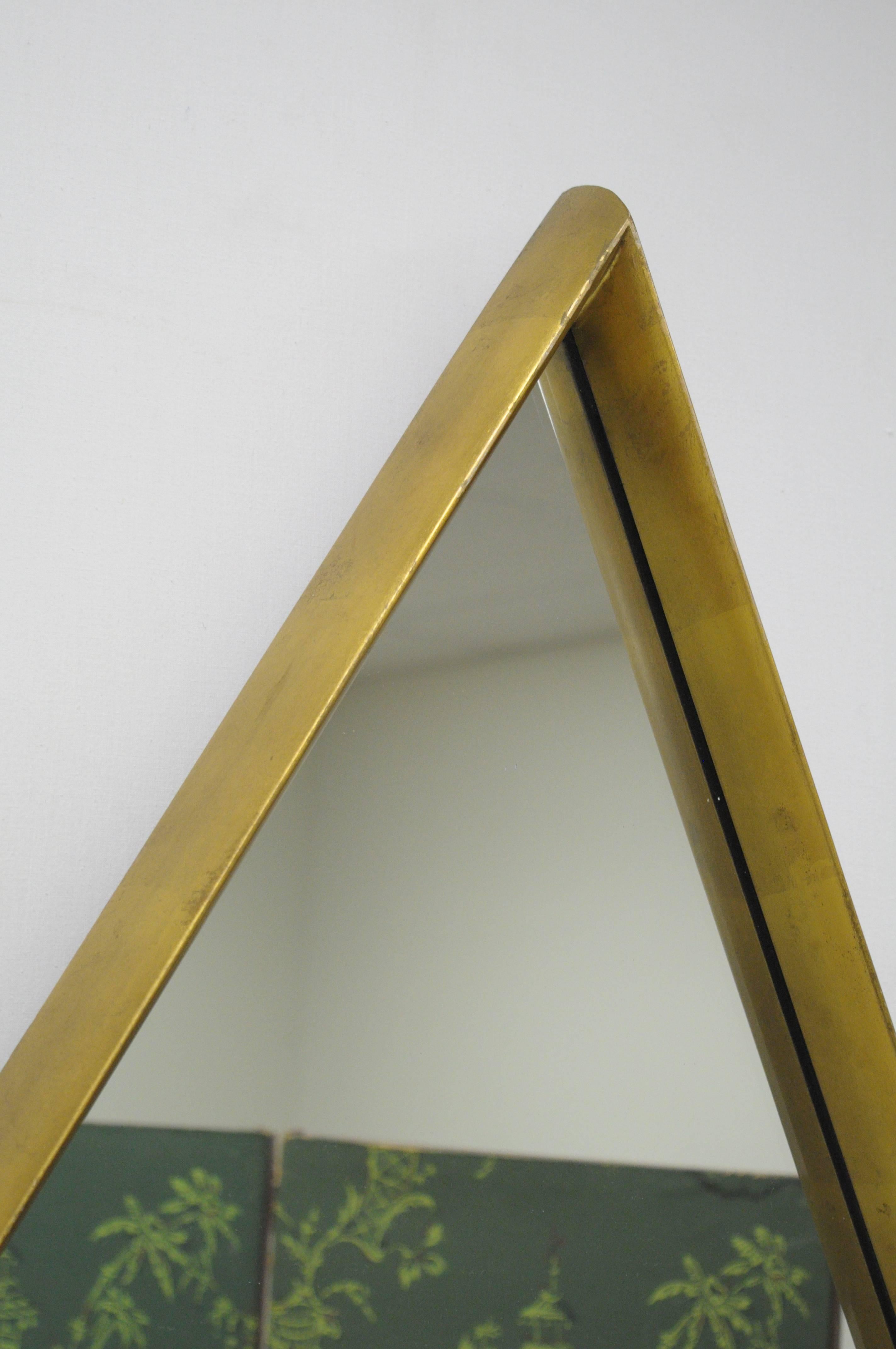 Pair of Diamond Shaped Deep Wood Frame Gold Leaf Wall Mirrors Attrib. to Labarge In Good Condition For Sale In Philadelphia, PA