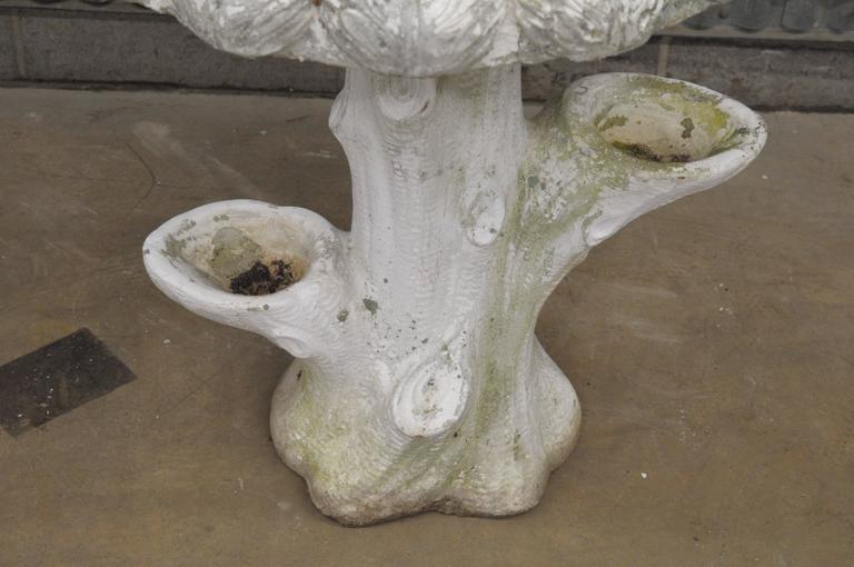 Antique Faux Bois French Style Cement Concrete Garden Bird Bath Cast Stone at 1stDibs