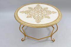 Italian Florentine Hollywood Regency Gold Wood & Iron Rope Round Coffee Table
