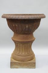 Antique French Cast Iron Half Round Wall Mount Garden Planter Pedestal Urn Form