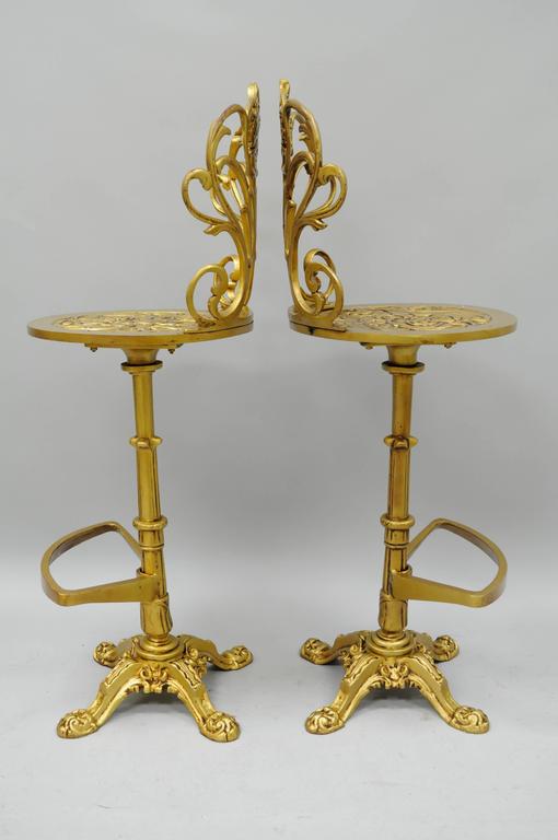 Four Gold Hollywood Regency Art Nouveau Style Cast Aluminum Floral Bar