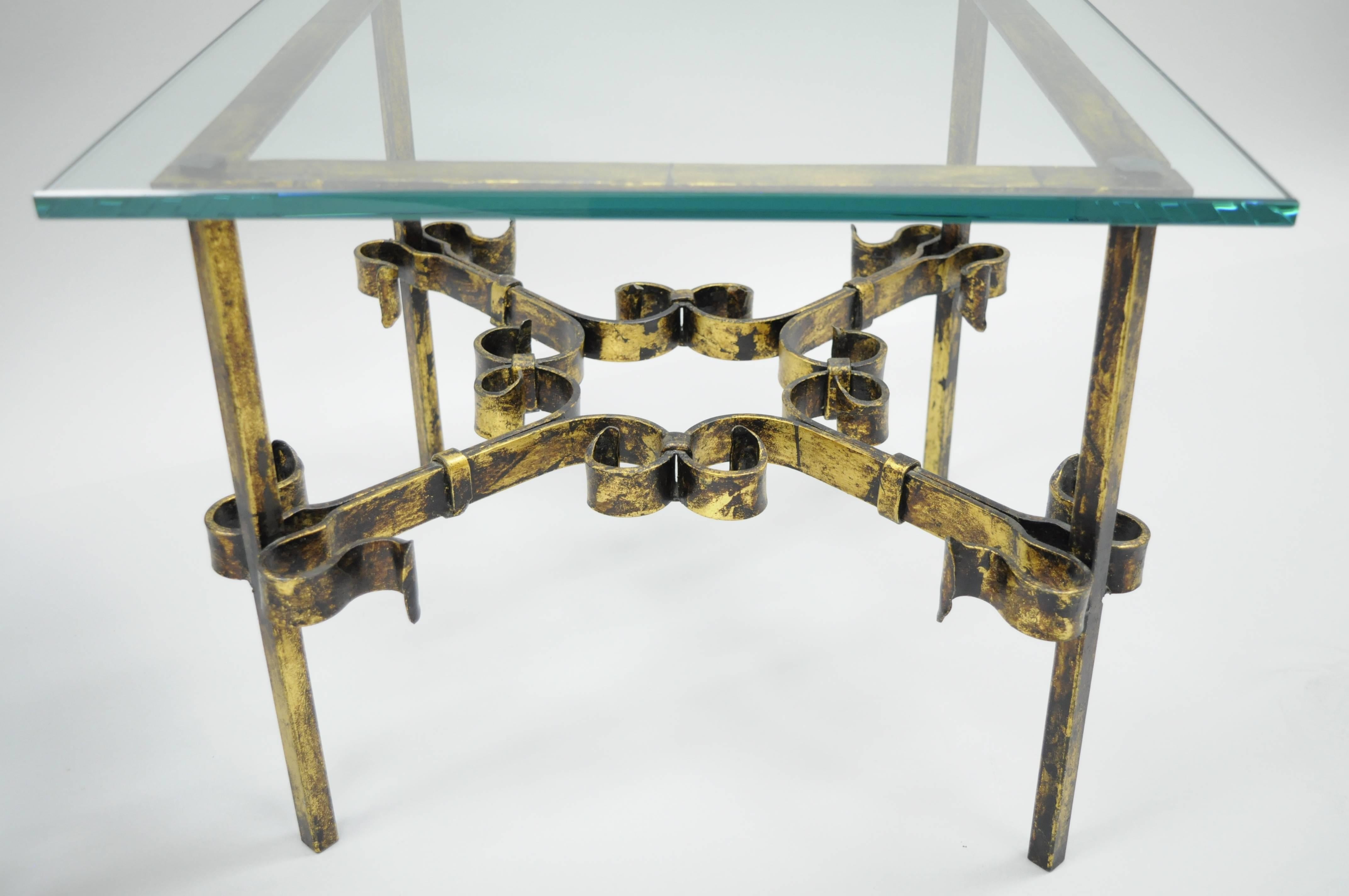 wrought iron and glass end tables