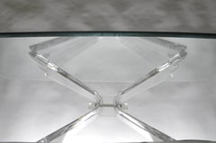 Lucite Butterfly Wing Glass Coffee Table Hollywood Regency after Lion in Frost