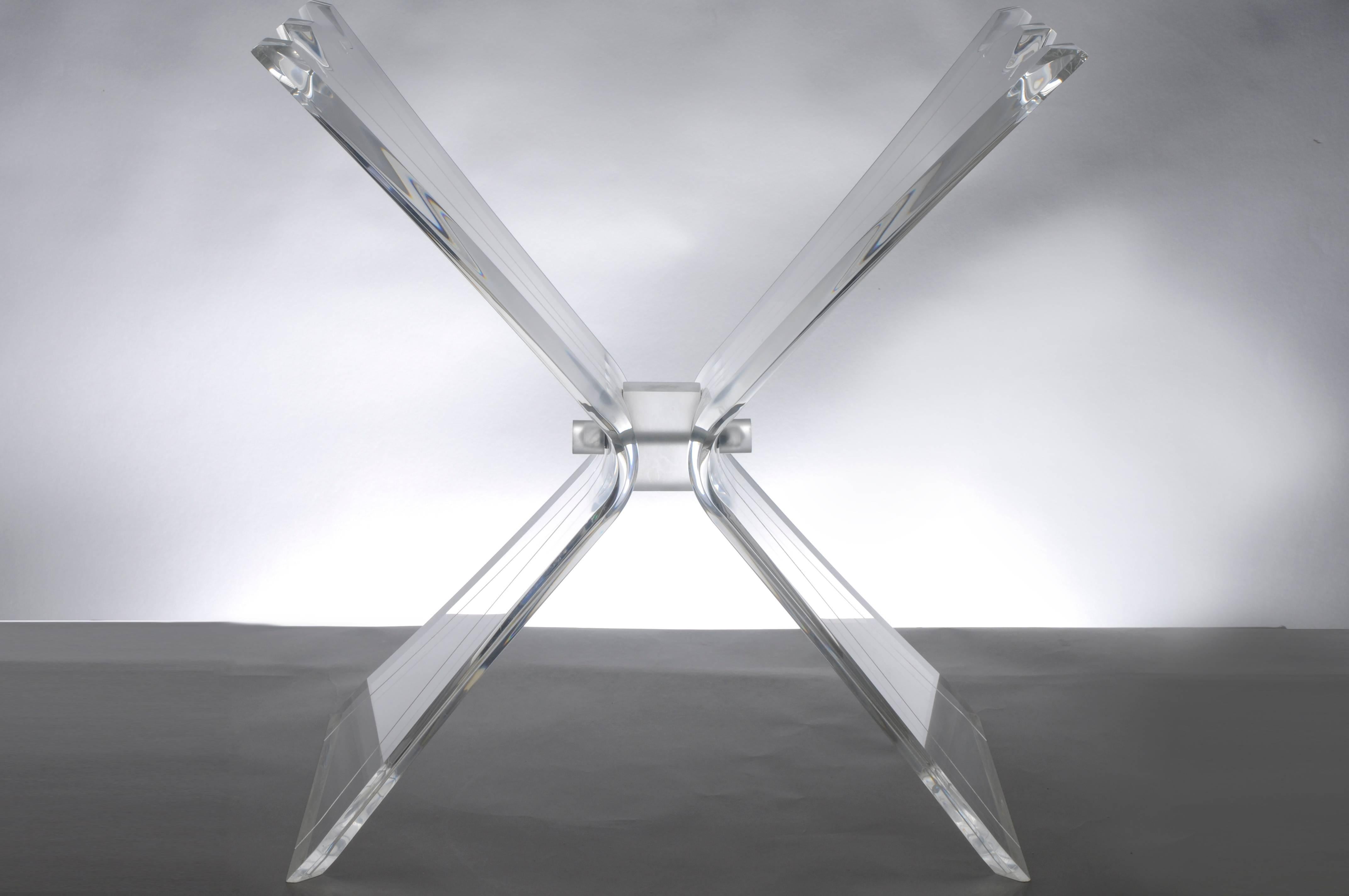 Vintage clear Lucite butterfly form console / hall / sofa table base (No glass) in the manner of 