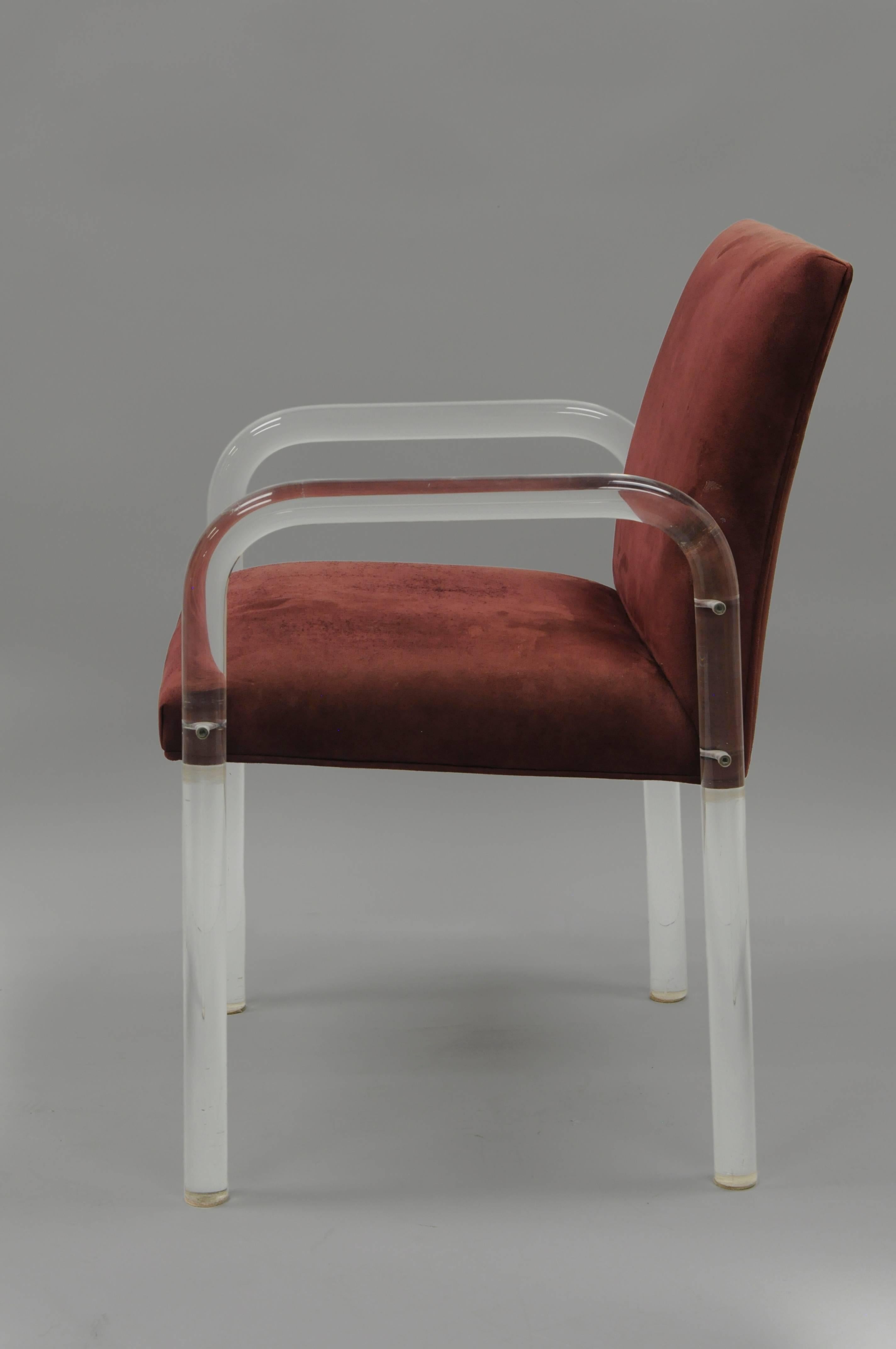 Mid Century Modern Lucite Waterfall Desk Arm Chair After Charles Hollis Jones 3