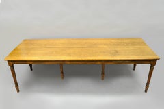 Antique Oak Six Leg Farm House Banquet Dining Table by Philip Strobel & Sons