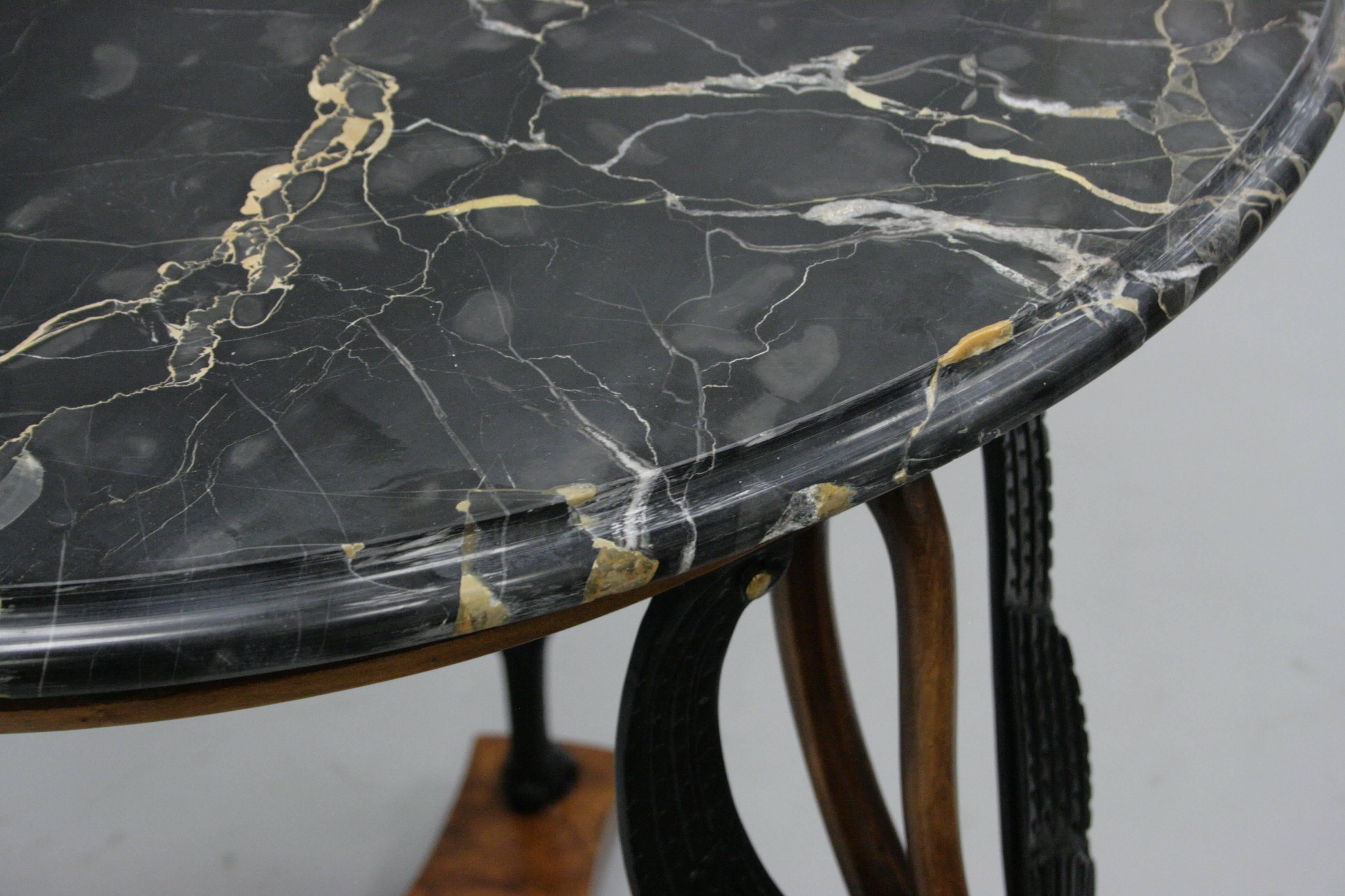 Regency Neoclassical Swan Marble Top Round Gueridon Center Table by Giemme Italy 2