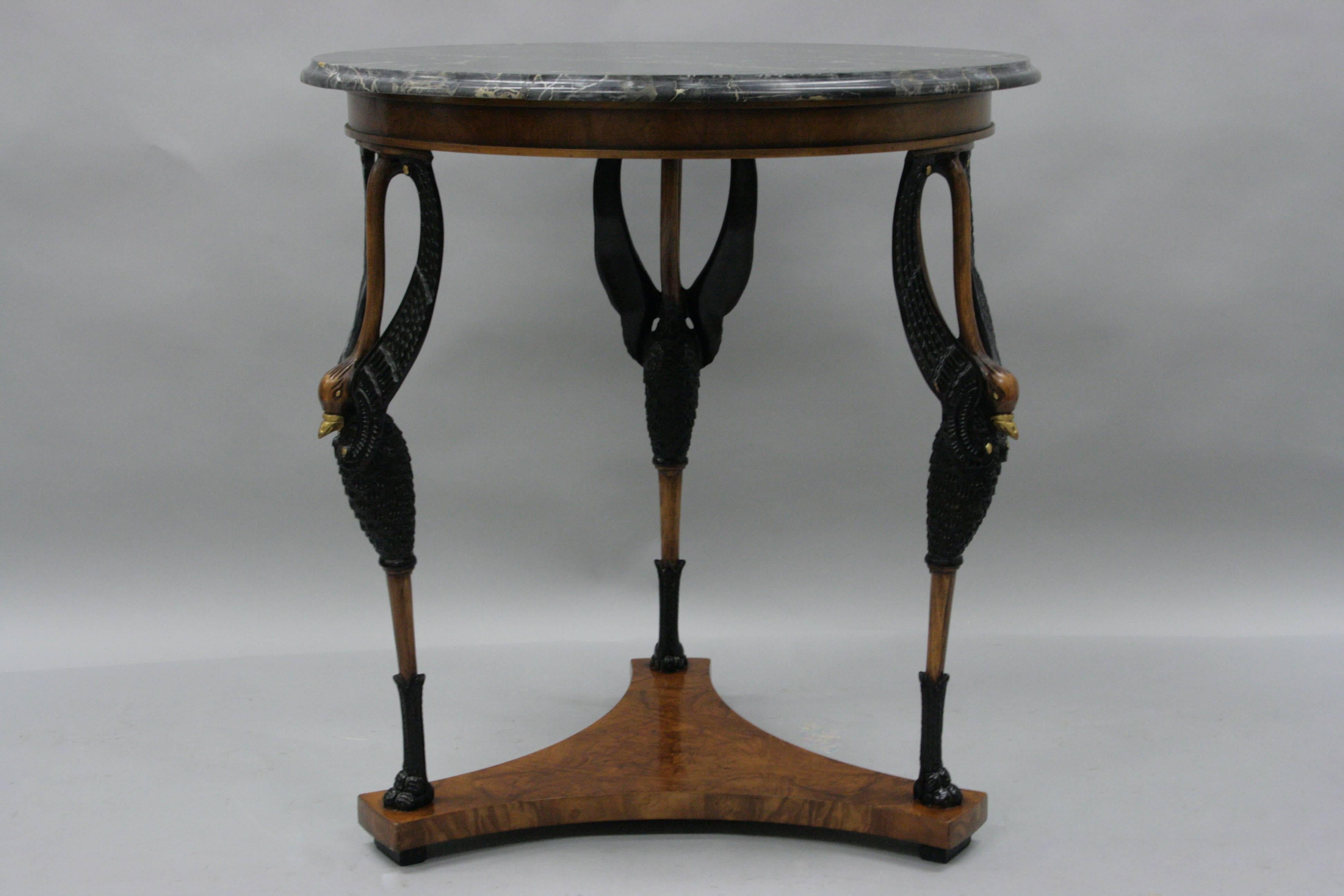 Regency Neoclassical Swan Marble Top Round Gueridon Center Table by Giemme Italy 5