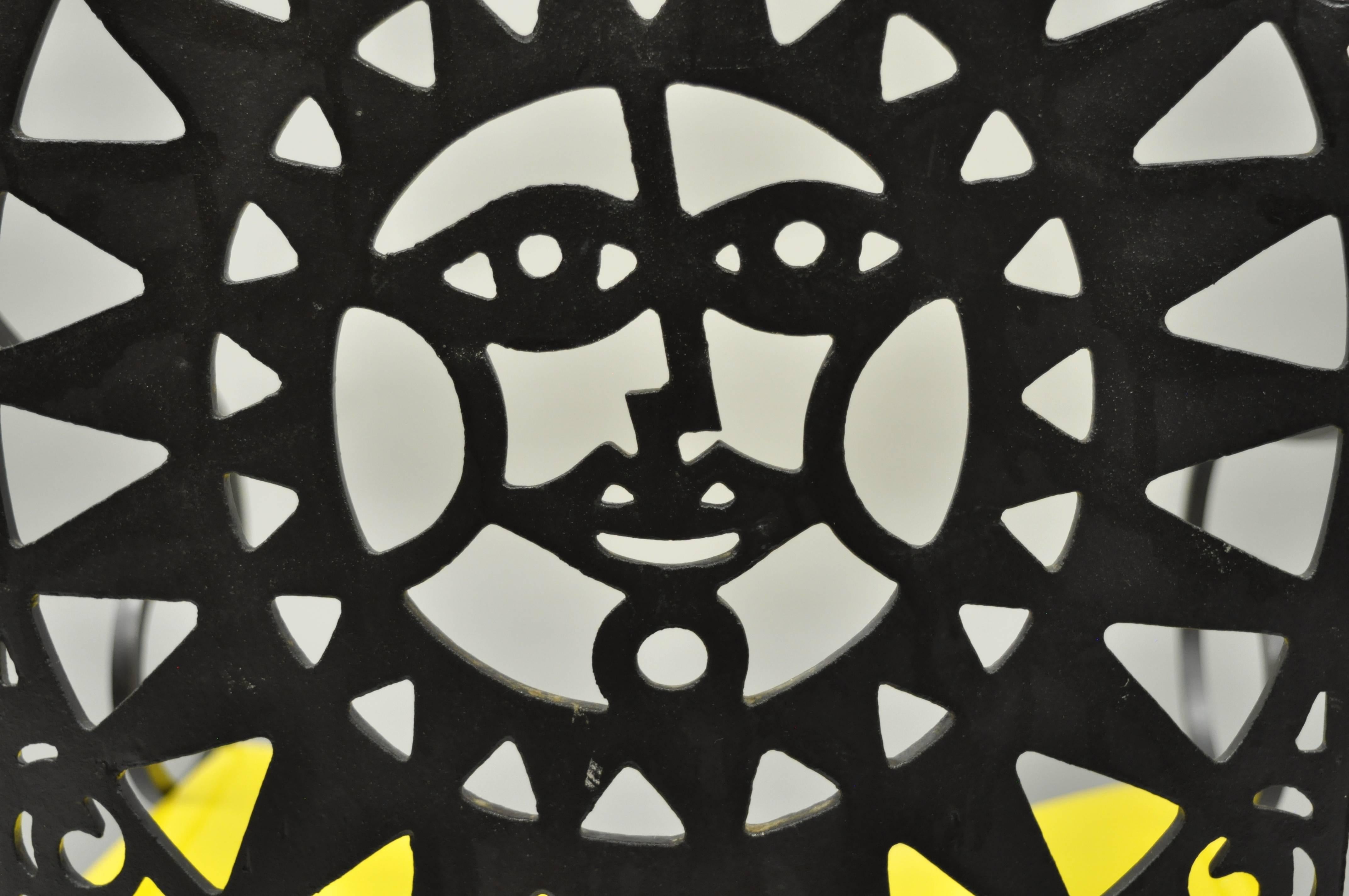American Arthur Umanoff Mayan Sun Wrought Iron Sunburst Directors Armchair Curule Yellow
