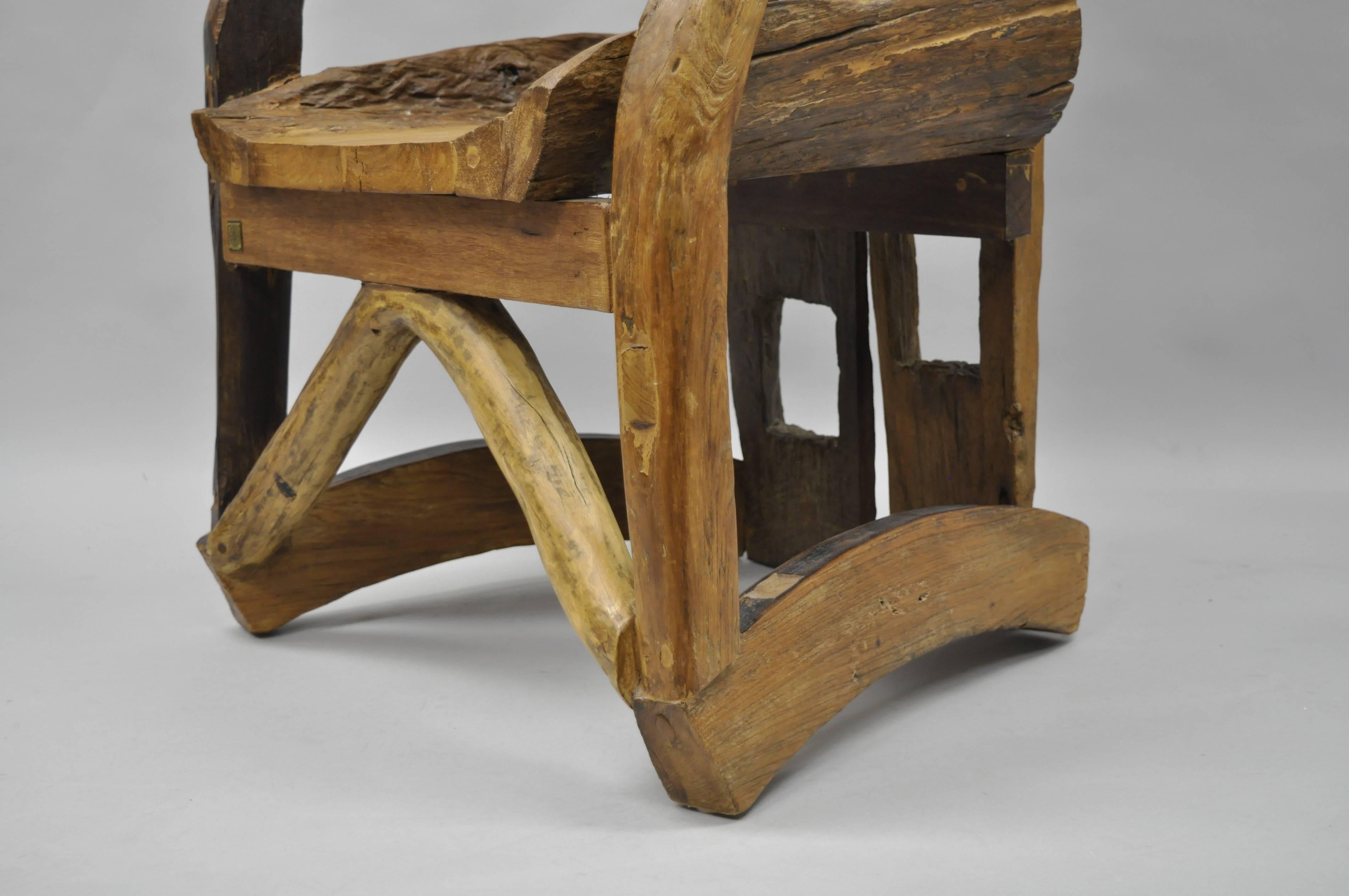 High Back Sculptural Root Burl Wood Tree Log Free Form Lounge Chair Modern 1