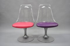 Four Lucite Chromcraft Tulip Swivel Dining Chairs Mid-Century Modern Colorful