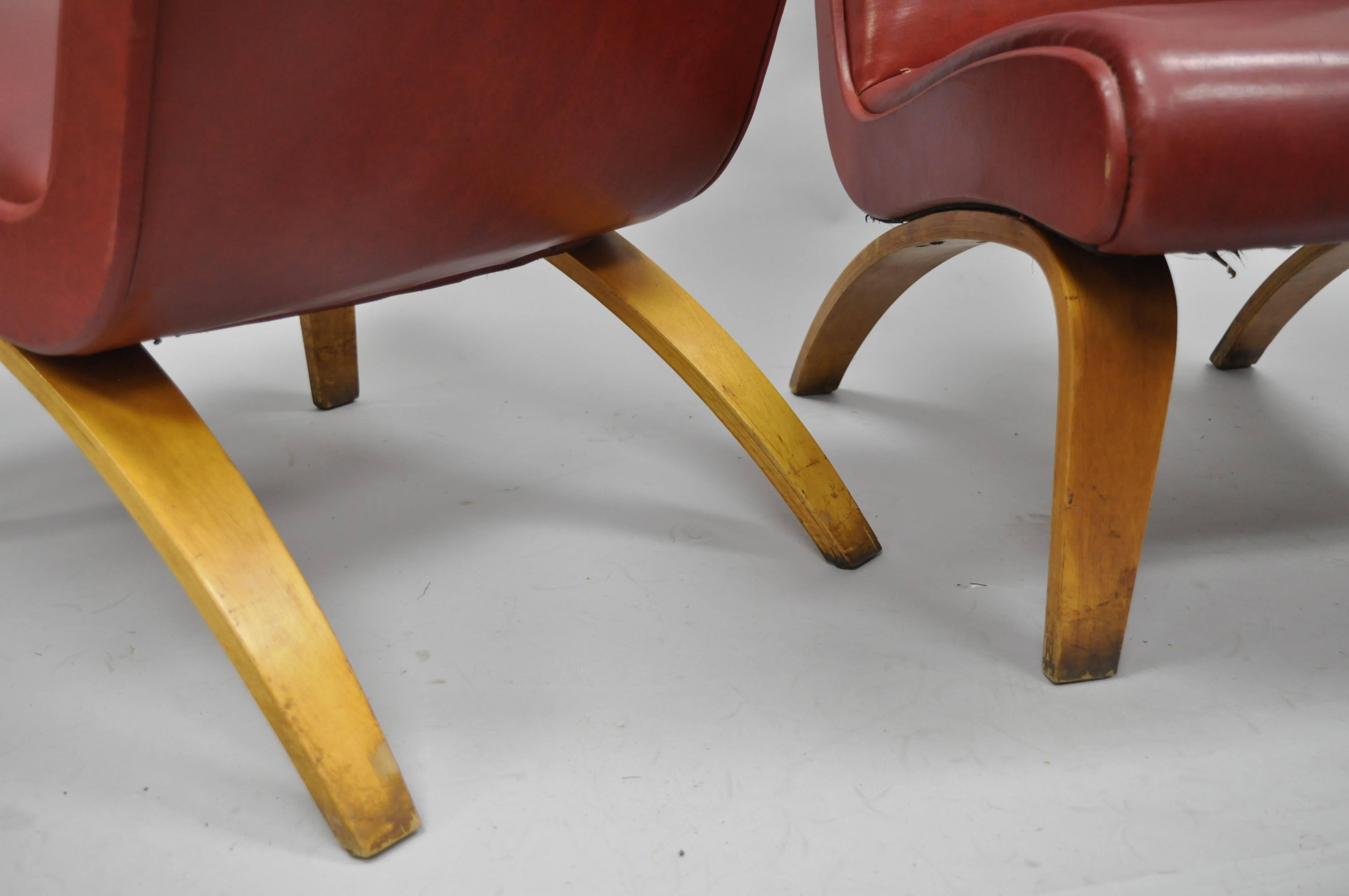 Pair of Vintage Thonet Bentwood Slipper Lounge Club Chairs, Mid-Century Modern 2