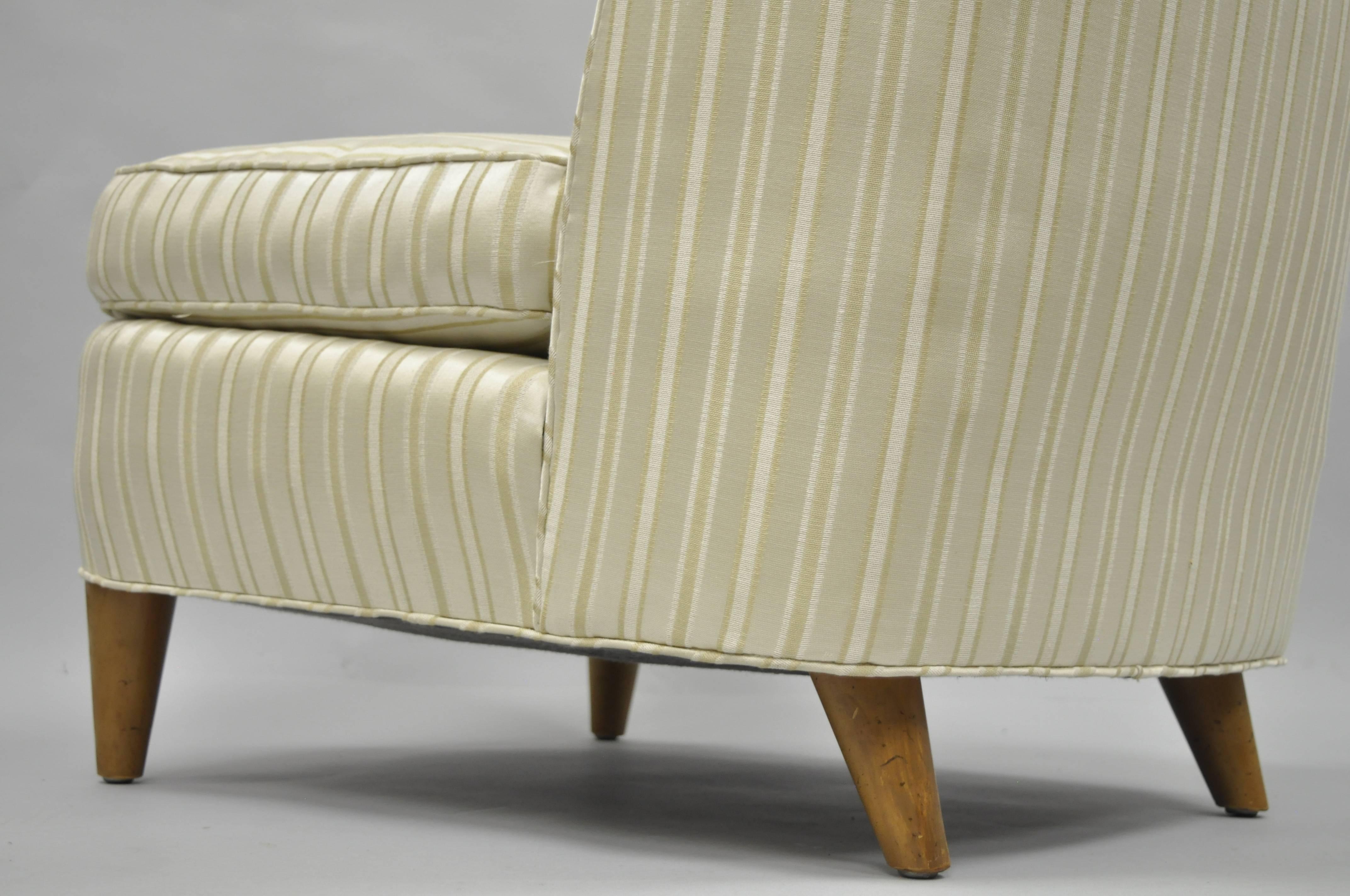 Paul Laszlo Sillón Slipper tapizado Barrel Wingback Moderno de mediados de siglo 2