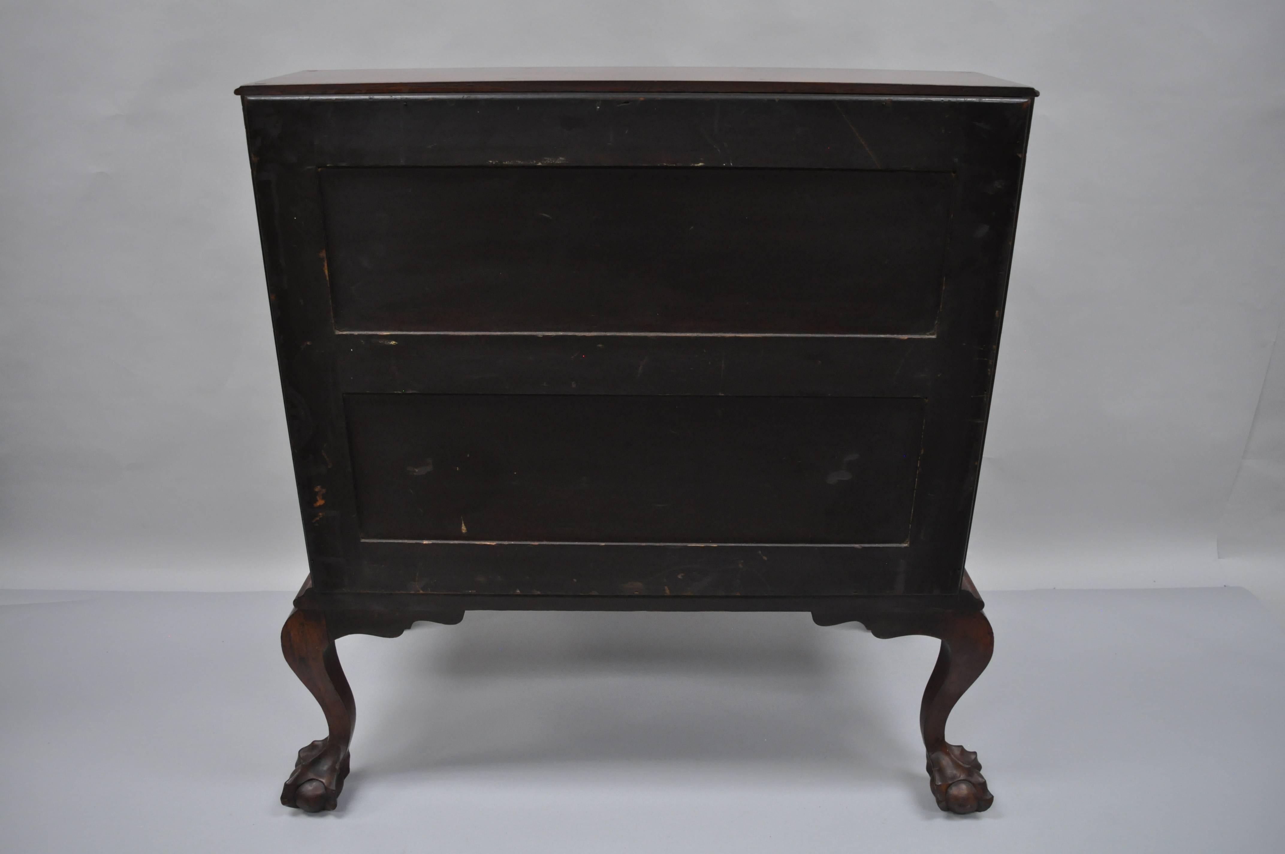 19th C Chippendale Style Mahogany Block Front Shell Carved Secretary Desk Lowboy For Sale 1